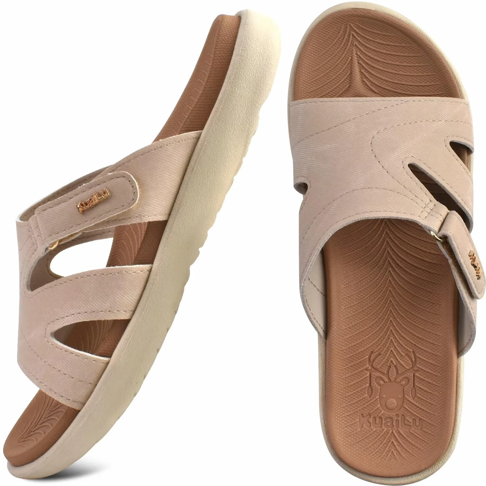 KuaiLu Claquette Femme Orthopédique Legere Soutien Plantaire Sandales Reglables Confort Yoga Mat Plage Piscine Douche Mules