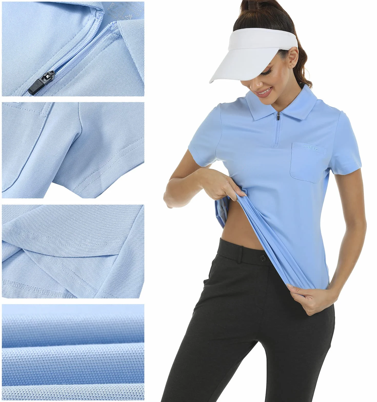 MoFiz Polo Shirt Femme Manches Courtes Coton Sport Golf Tennis Tops