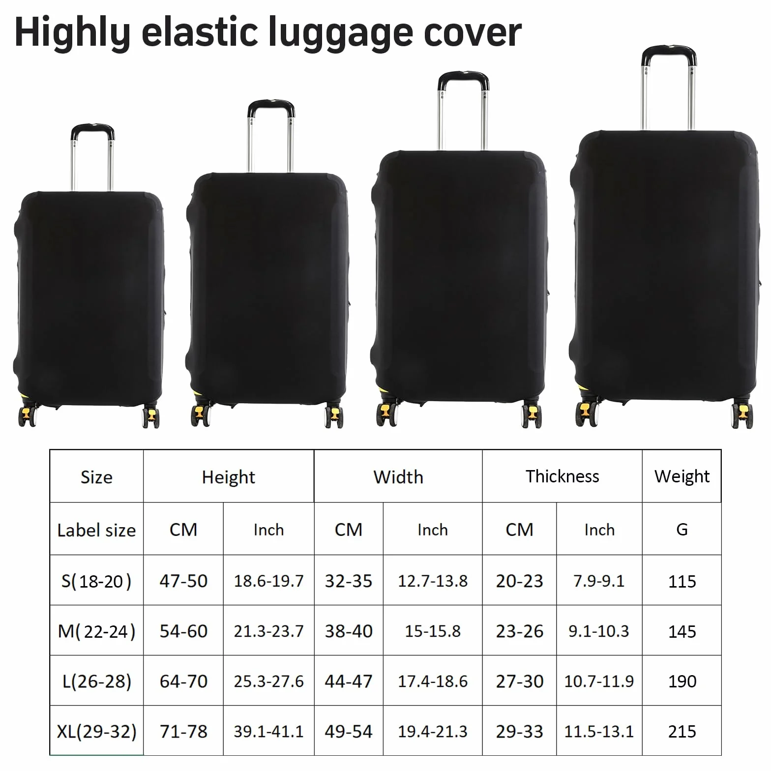Elastique Housse Protection Valise Lavable 18-32 Pouces Luggage Cover avec Étiquette de Bagage