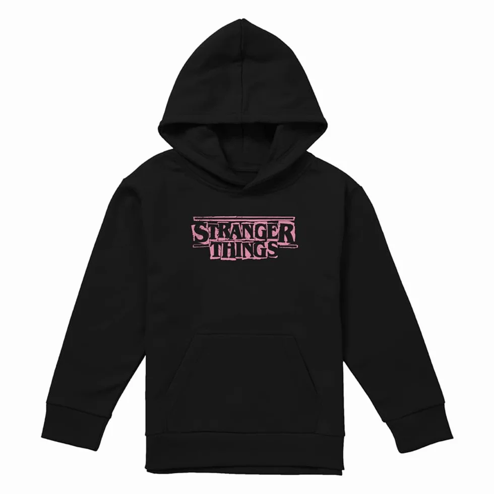 Stranger Things Punk Logo Pink Youth Kids Hoodie, Black Sweatshirt à Capuche Mixte Enfant