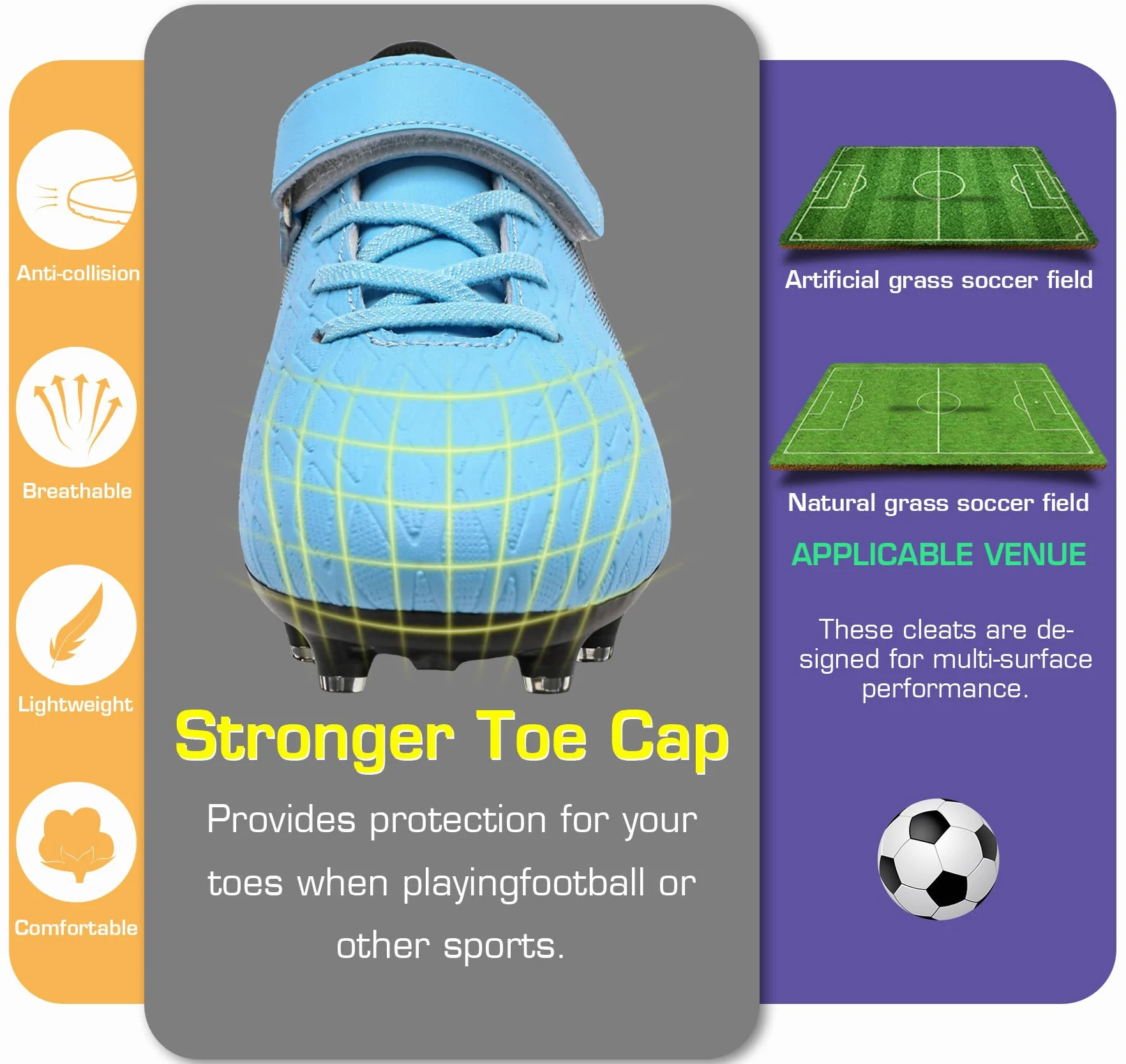 DimaiGlobal Chaussures de Football Garçon Fille Futsal avec Crampons Antidérapants Enfant