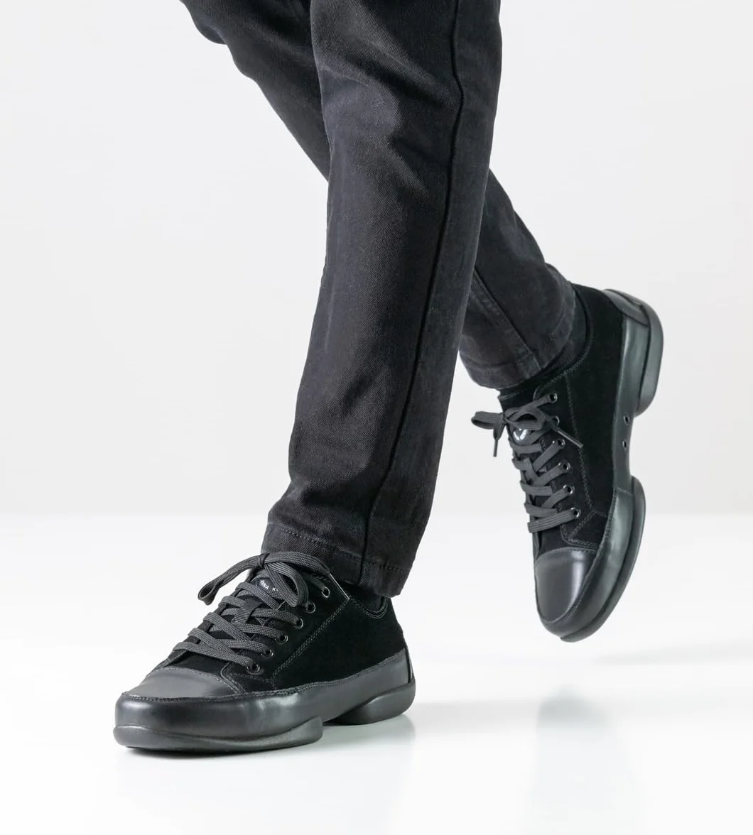 Anna Kern Baskets de danse homme 4005 Daim cuir noir Semelle polyuréthane