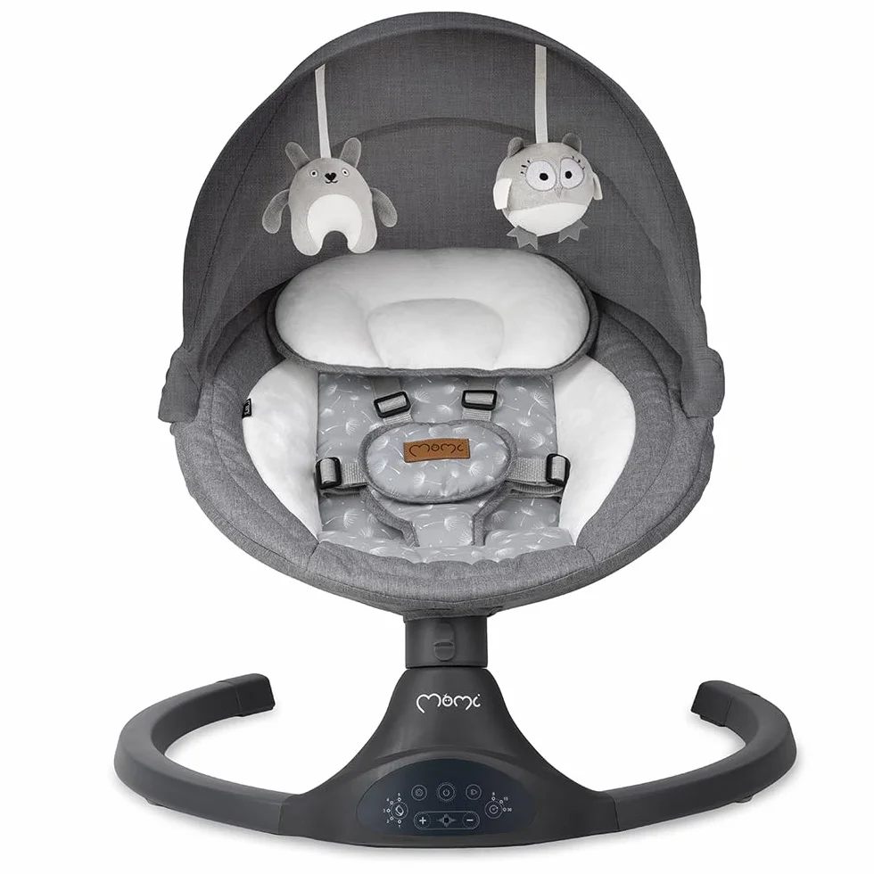 MoMi KENANI Transat balancelle pliable 9 kg télécommande Bluetooth harnais 5 points pare-soleil moustiquaire