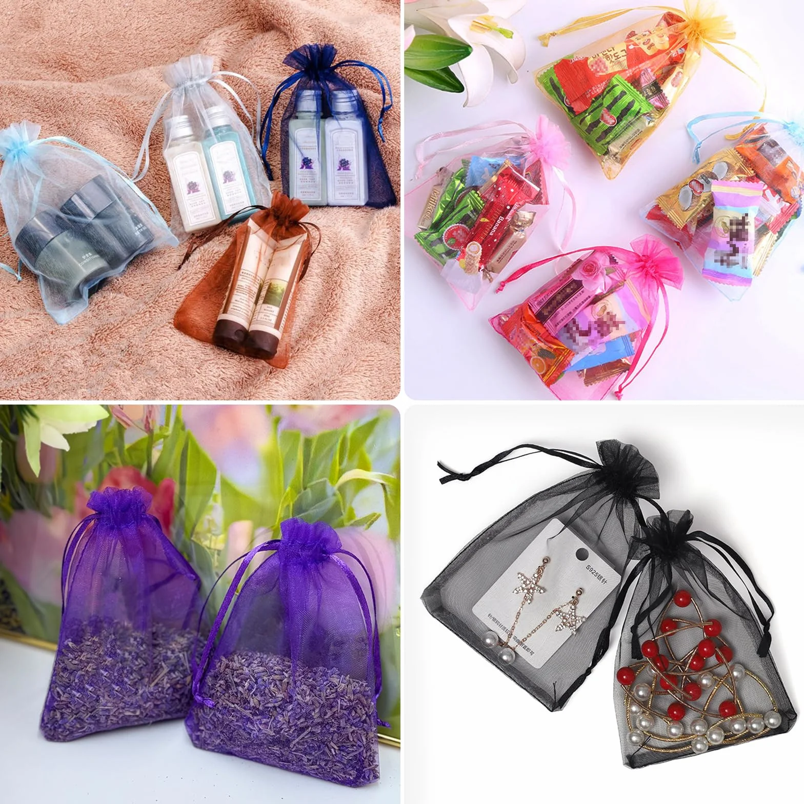 TRUEIN Lot de 120 sachets en organza 10 x 15 cm avec cordon de serrage - Sacs cadeaux festival (12 couleurs)