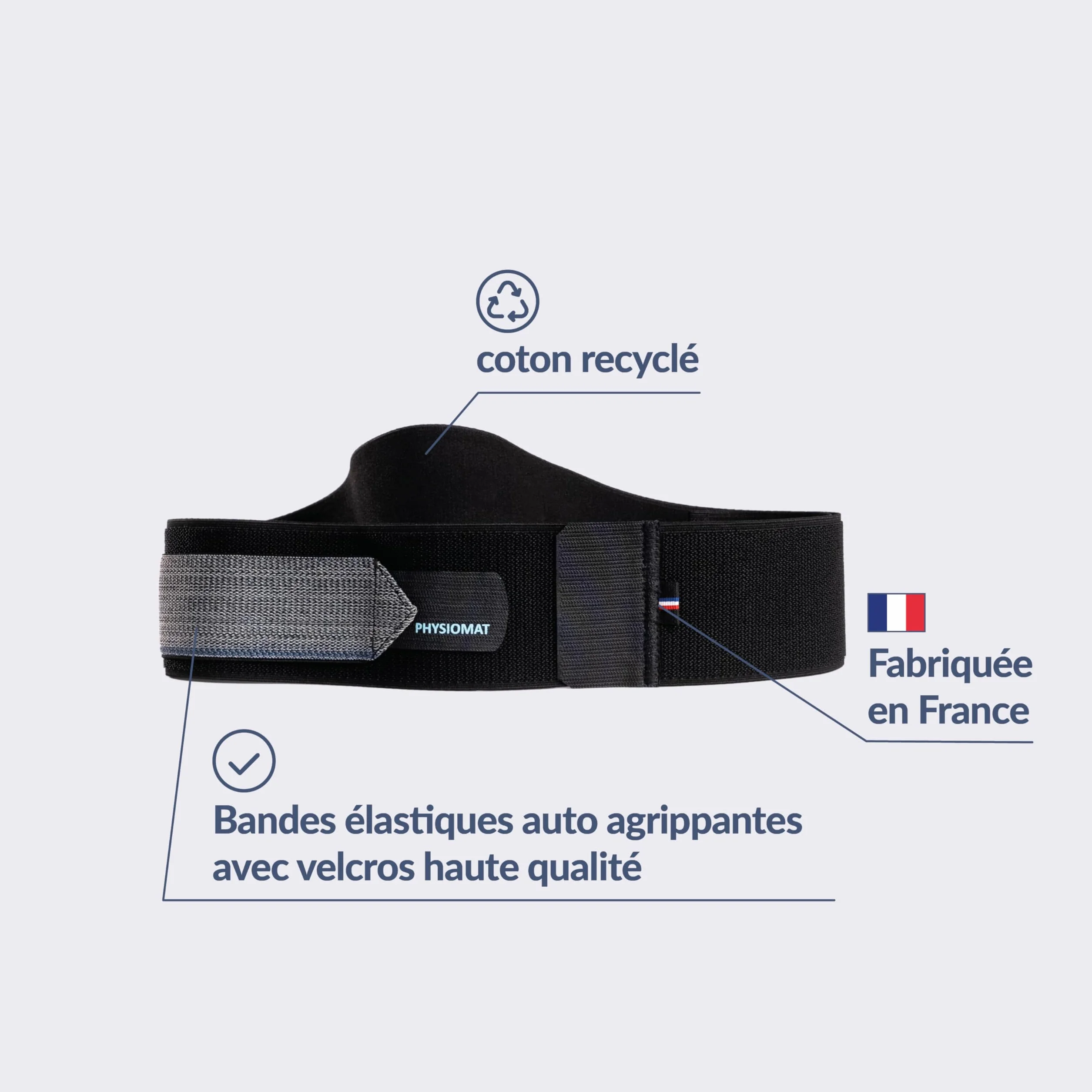 PHYSIOMAT Ceinture Confort Noir Soulage Douleurs Grossesse Post-Partum Sport Hauteur 8cm Tailles 38+