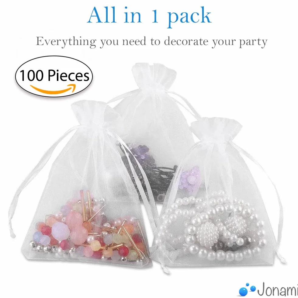 Sachets Organza Blanc 7x9 cm 100 pcs Mariage Cadeaux Invités