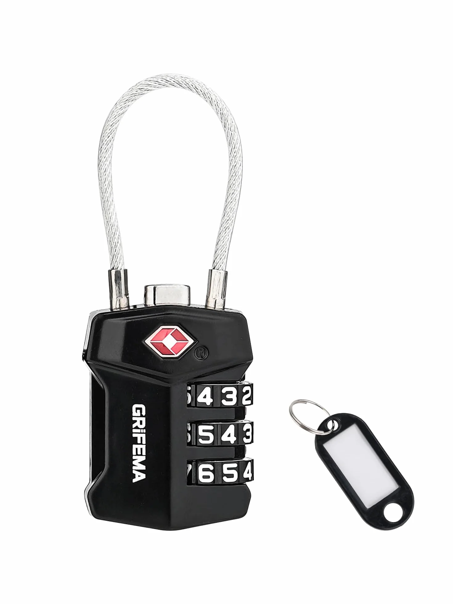 GRIFEMA Cadenas à Combinaison 3 Chiffres TSA, Câble Flexible Antivol Valise Bagages