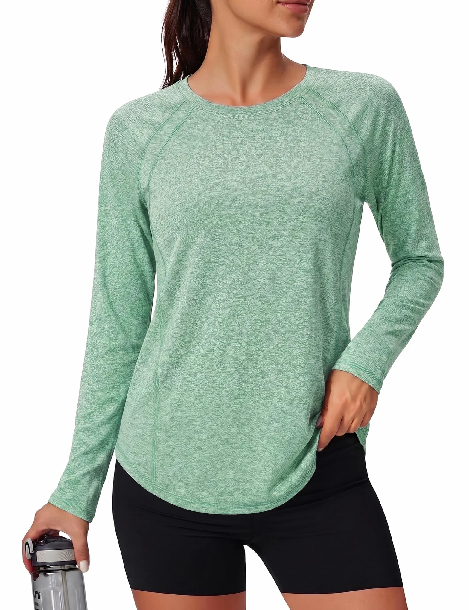 Gyabnw T-Shirt Sport Femme Manche Longue Col Rond Anti UV