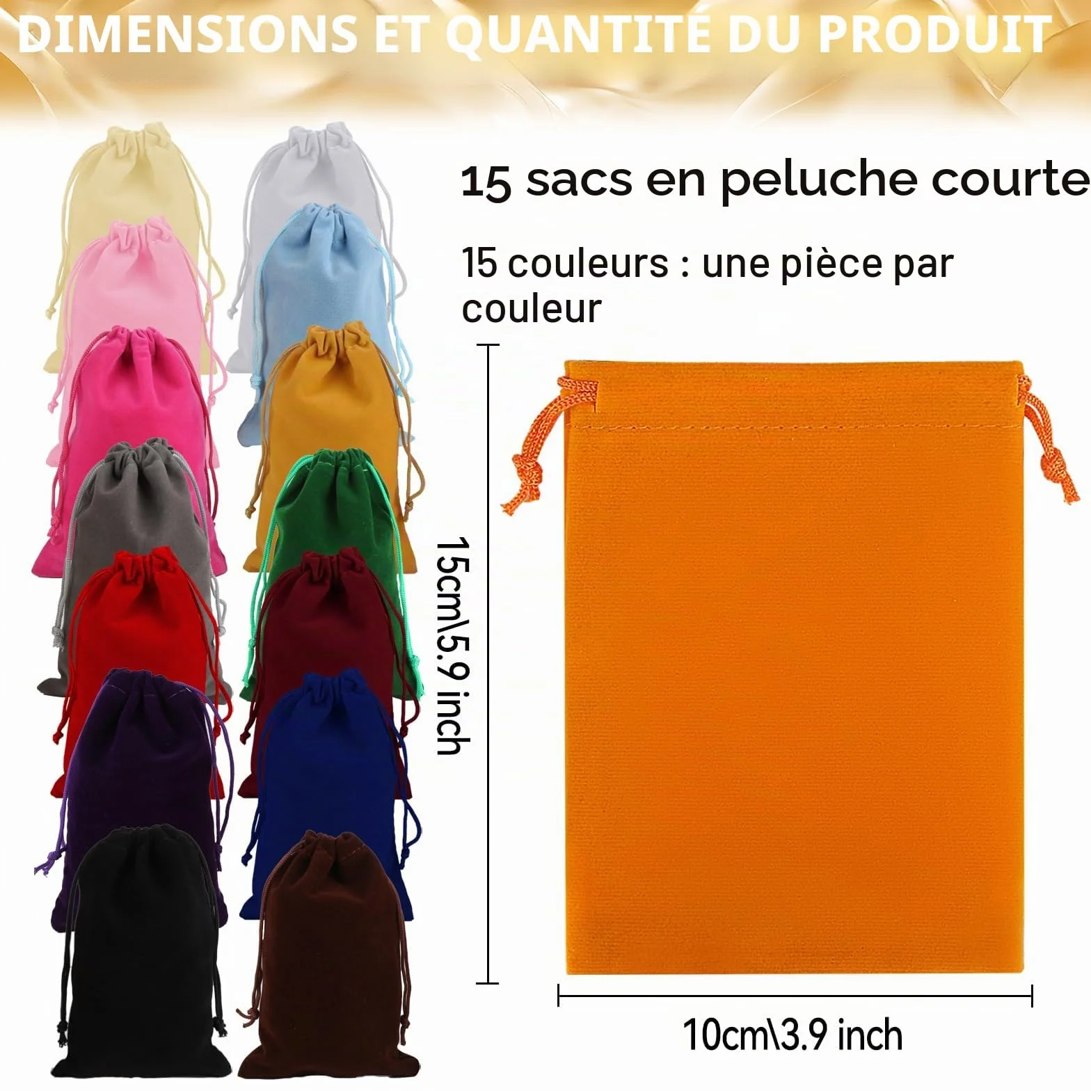 Lot de 15 Sachets en Velours 10x15cm avec Cordon, Pochette Cadeau Bijoux