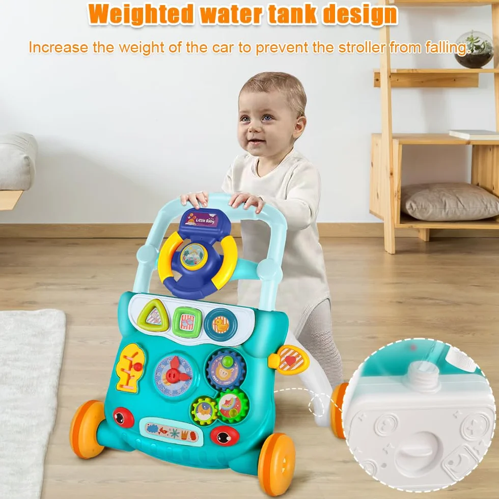 Trotteur Bébé Marcheur d'Apprentissage Assis-Debout 3 en 1, 62x68x36-81cm Vert