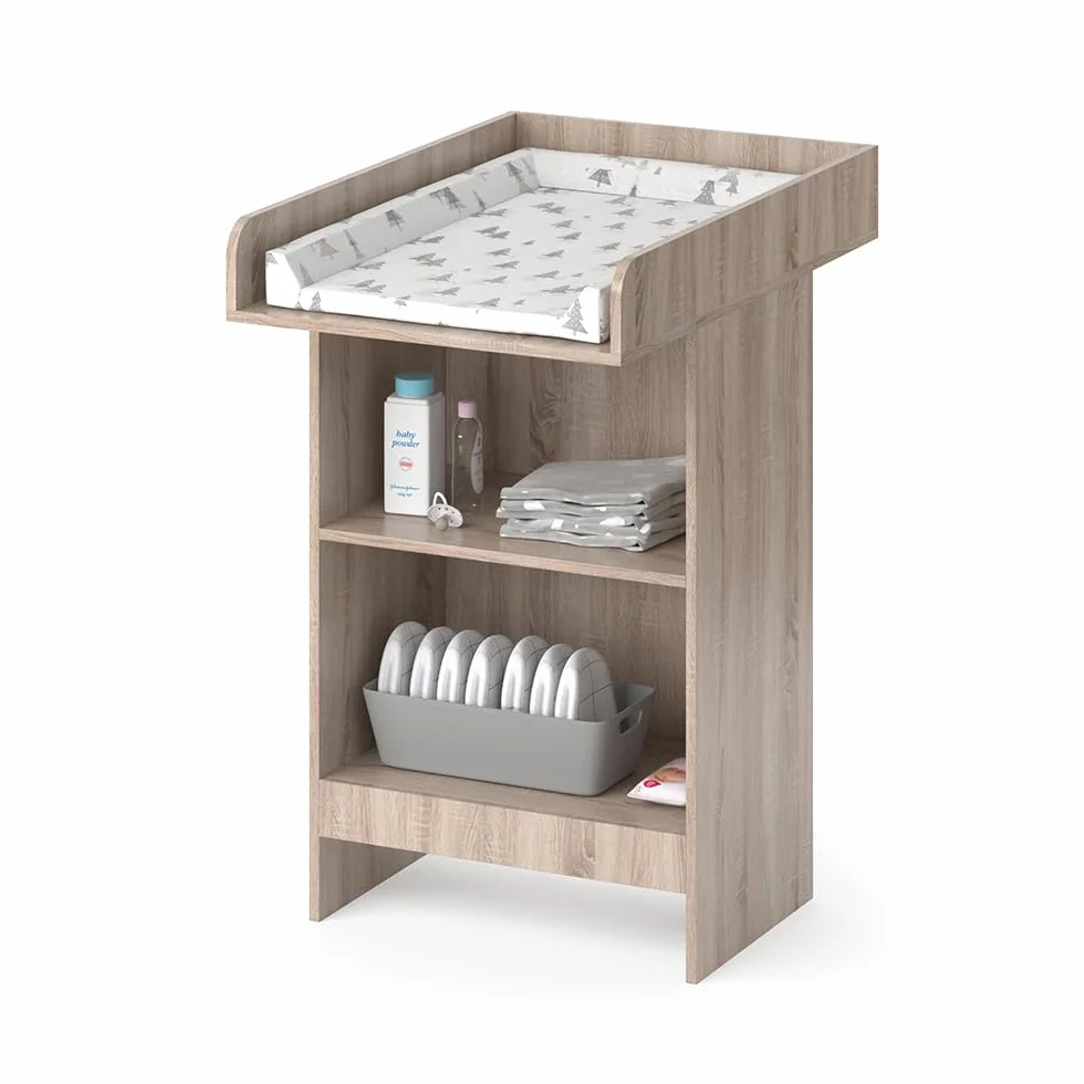 Vicco Commode à Langer Leo Sonoma 60x103cm avec étagère ouverte et plan à langer amovible