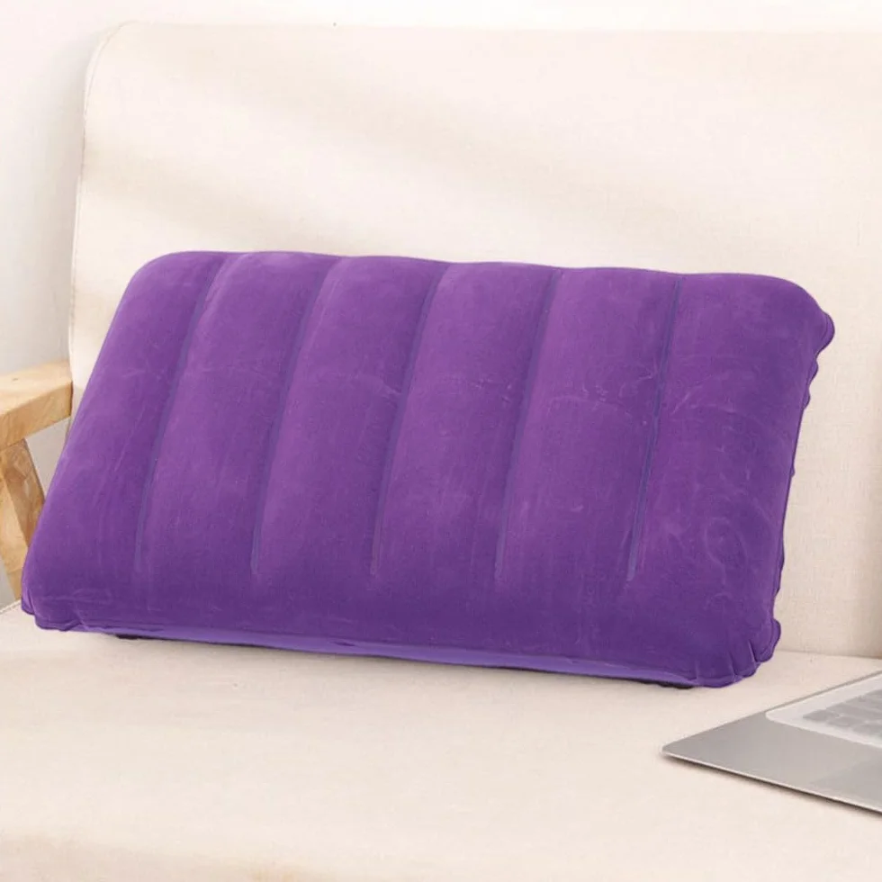 Coussin de Plage Gonflable Portable Léger Oreiller Voyage Violet
