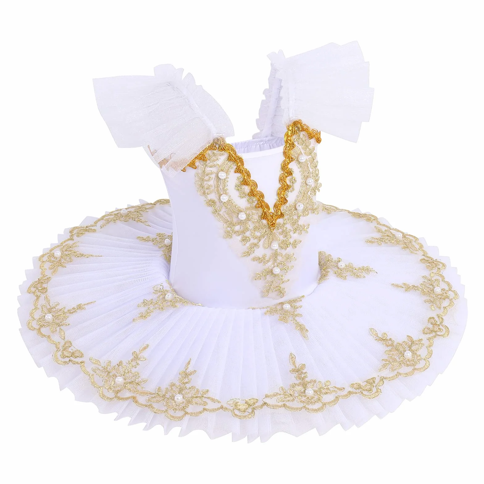 OBEEII Robe de Ballet Paillettes Broderies Tutu Justaucorps Danse Classique Gymnastique Léotard