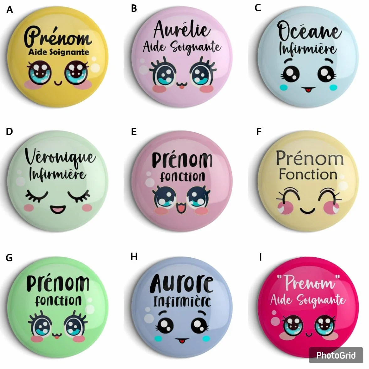 Badge personnalisable métier infirmière aide soignante 56mm