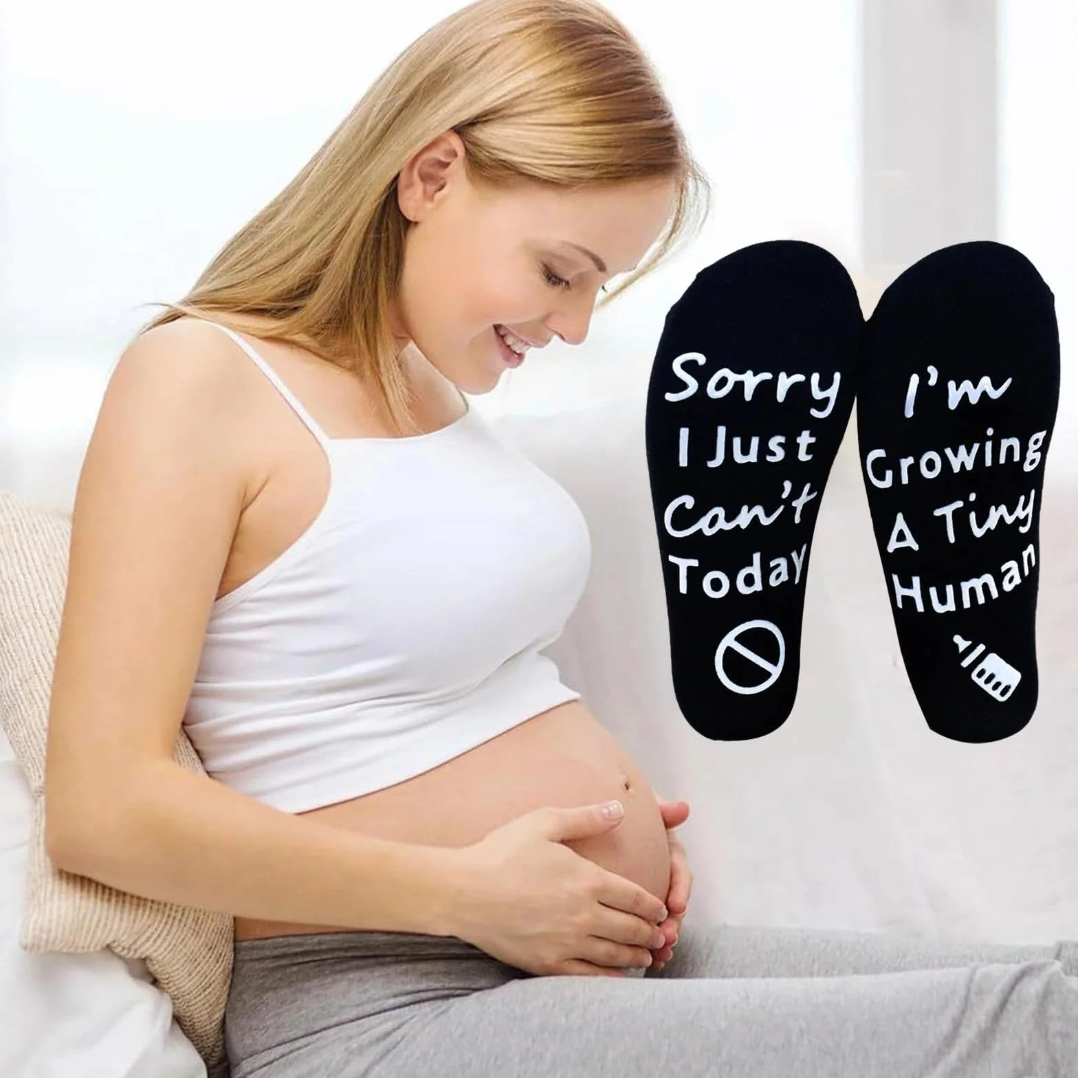 Chaussettes de maternité confortables antidérapantes en coton pour futures mamans