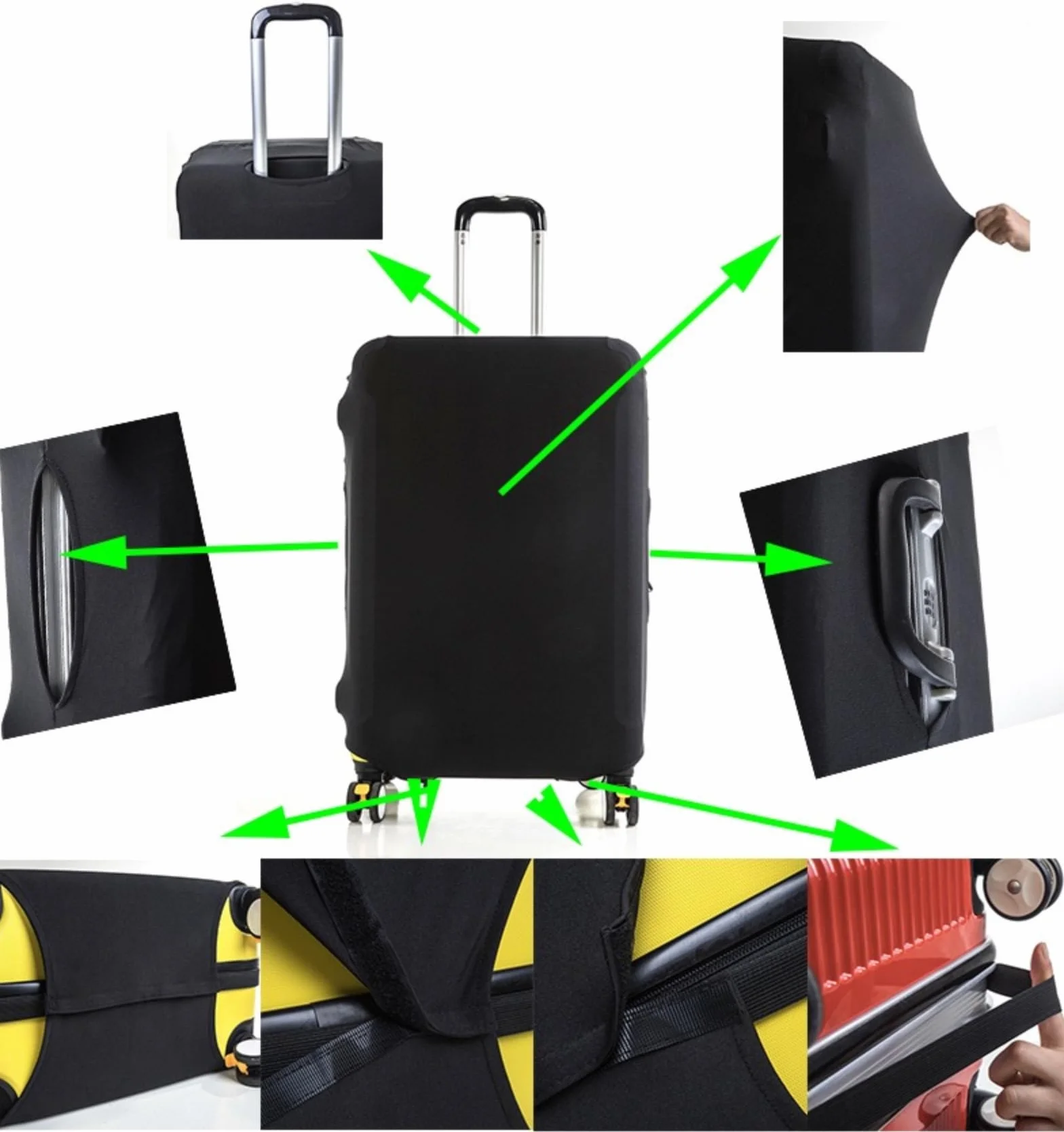 Elastique Housse Protection Valise pour Bagages 26-28 inch Gris