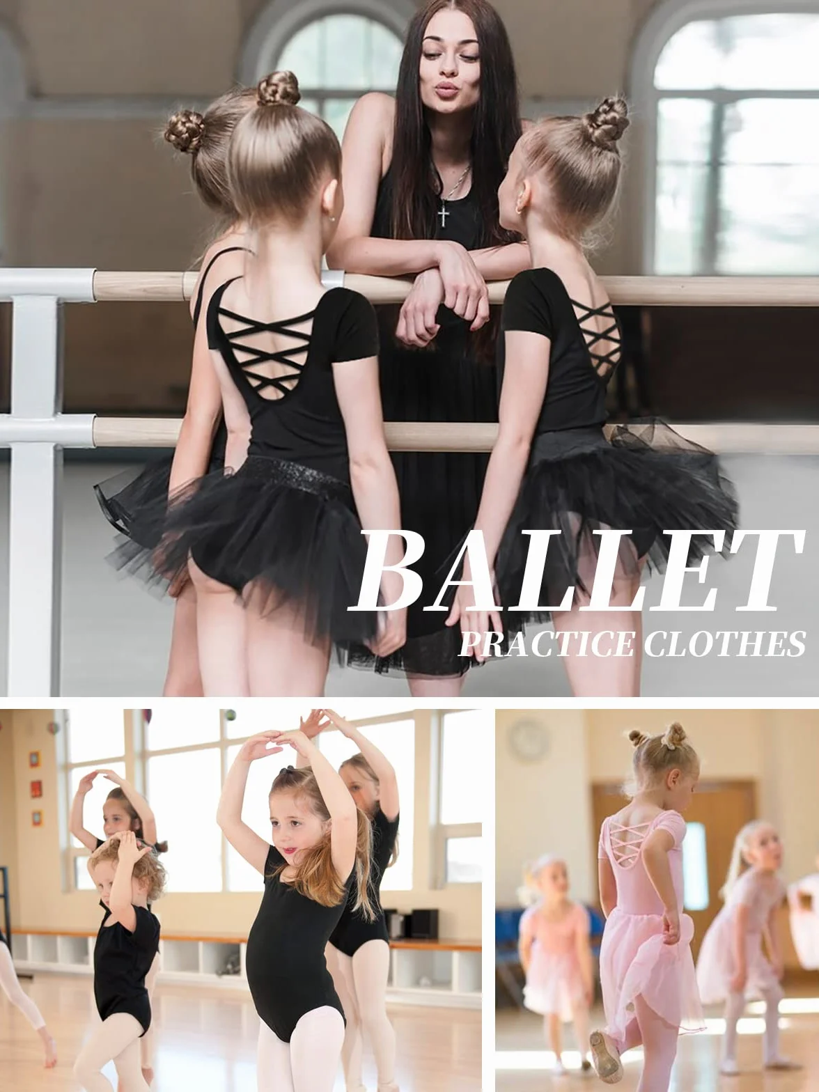 Justaucorps de Gymnastique Ballet Danse pour Filles Femmes Taille 100-170