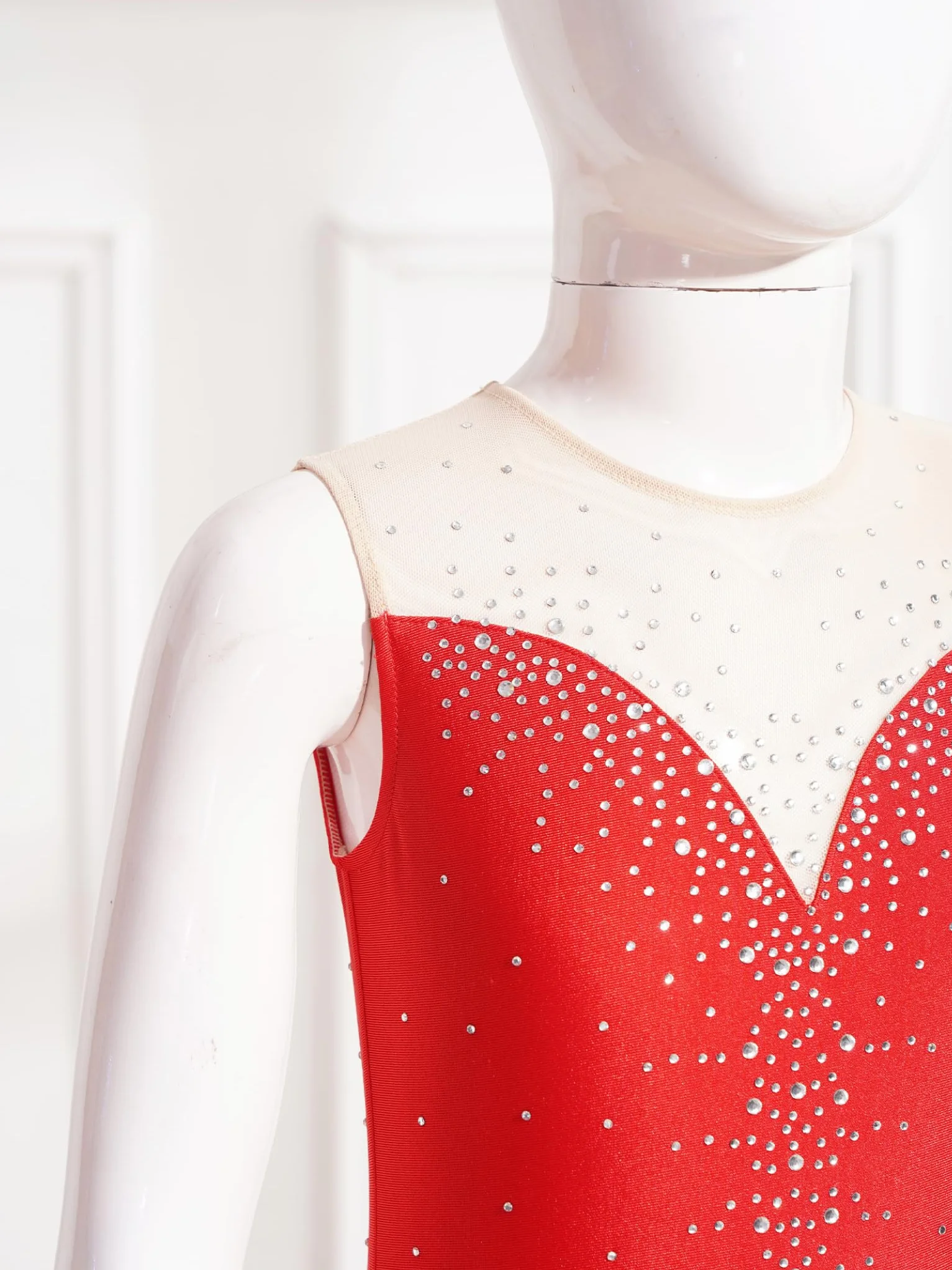 Justaucorps Robe Patinage Artistique Fille Strass Manchettes Danse