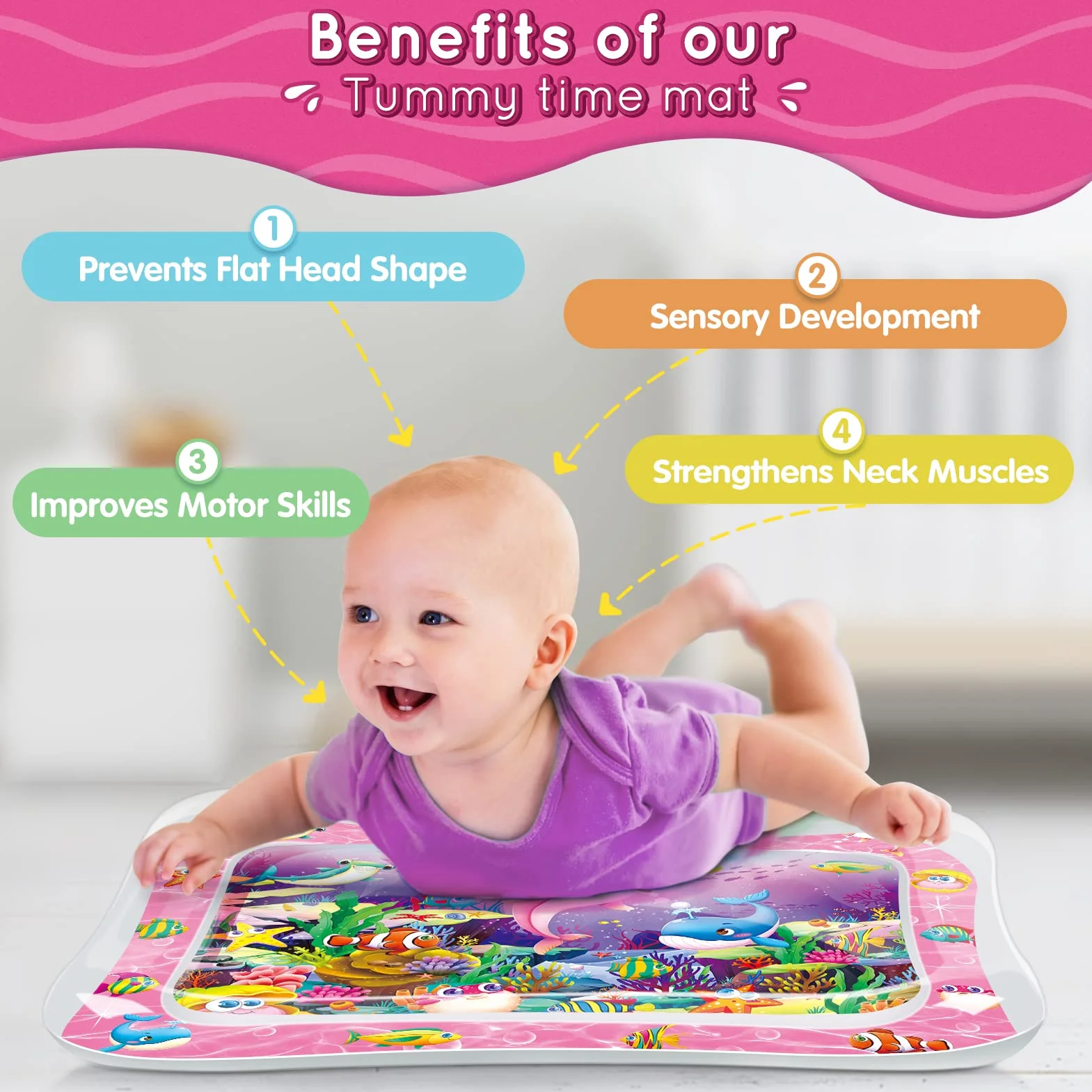 Infinno Tapis d'eau pour bébé 3 6 9 Mois développement sensoriel Cadeau Nouveau-né