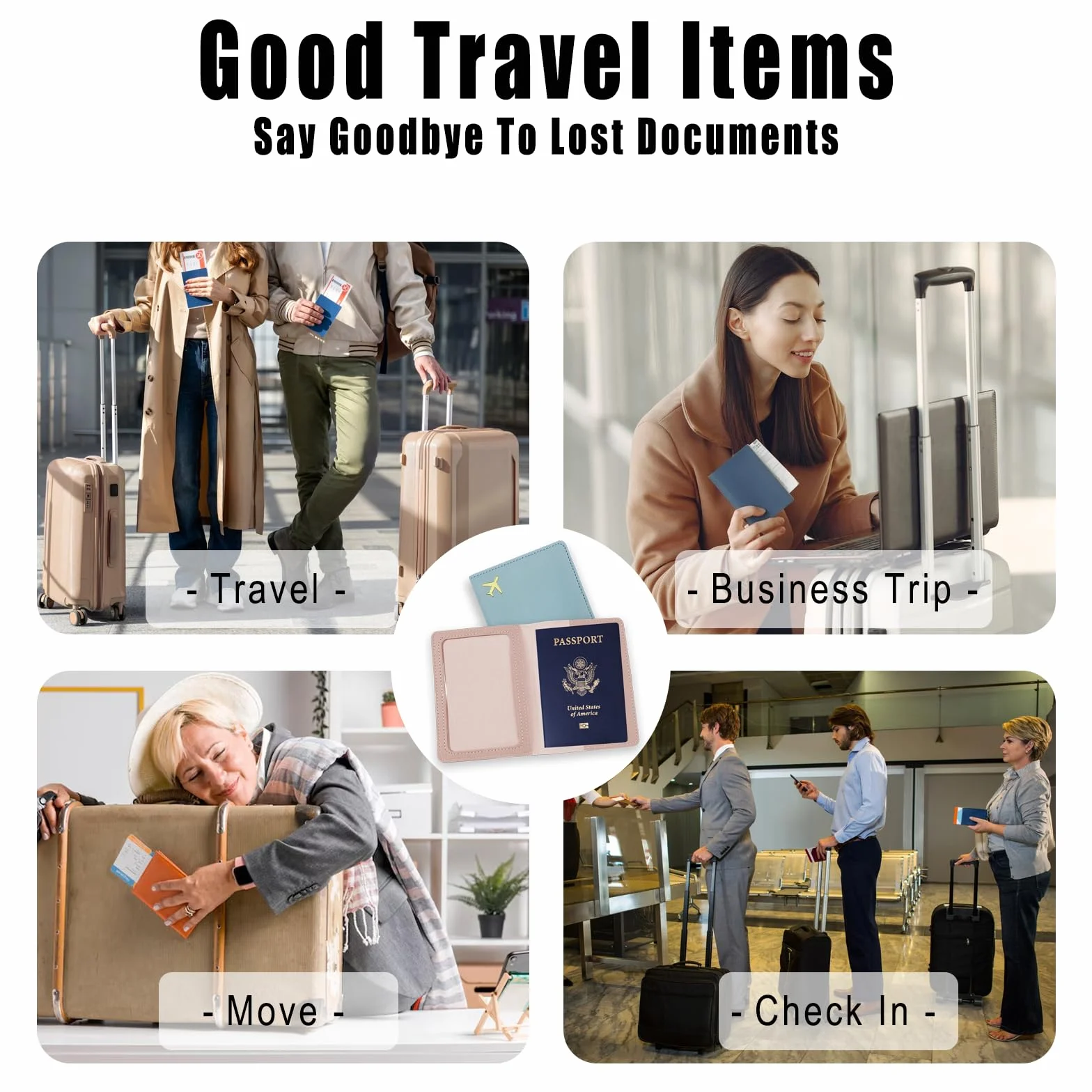 Lot de 2 Porte-passeports en Cuir Synthétique pour Documents de Voyage
