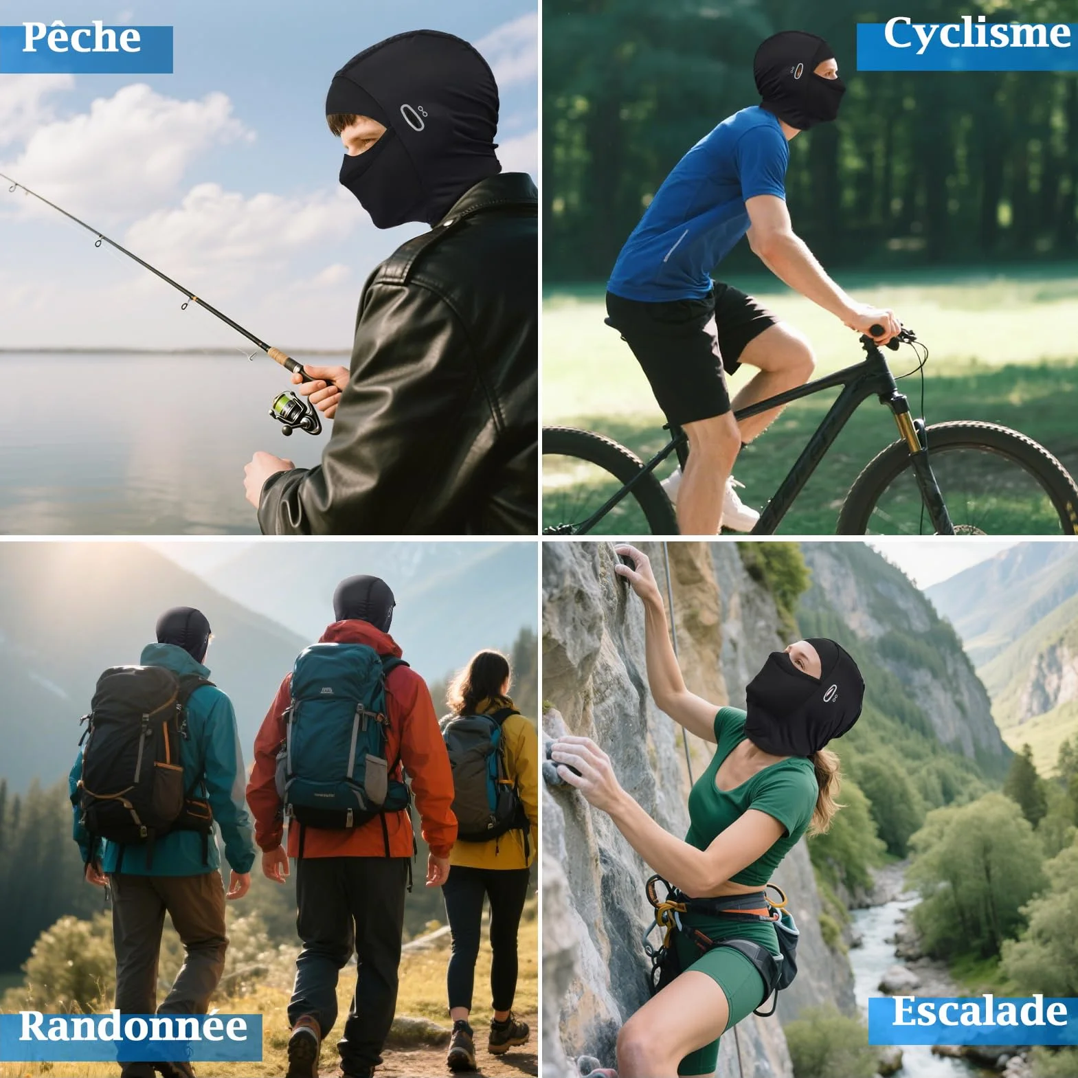 Kiiwah Cagoule Moto Respirant Hommes Femmes Protection UV Balaclava Masque Cyclisme Taille Unique Vélo Plein Air