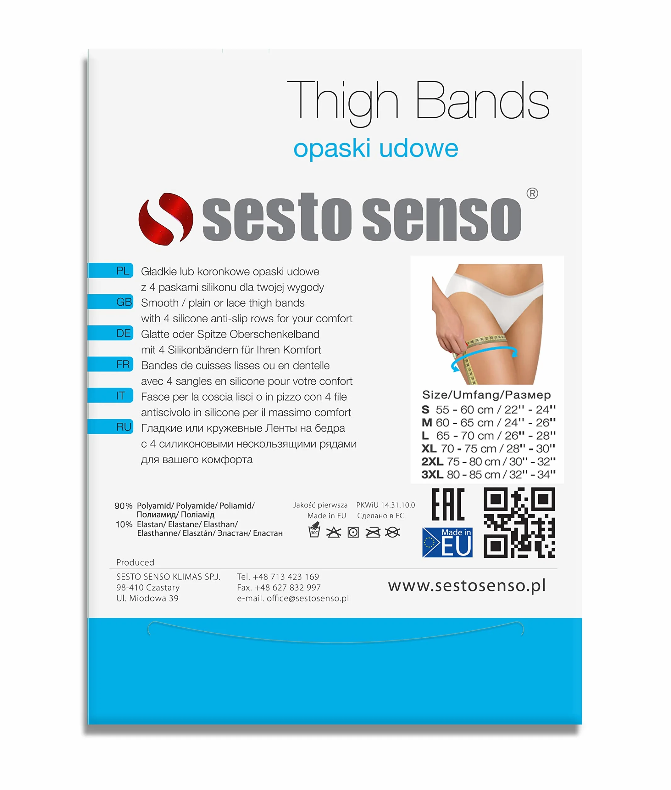 Sesto Senso 2 Paires Bandes de Cuisses Sport Protège-Cuisse Élastiques Antidérapantes en Silicone