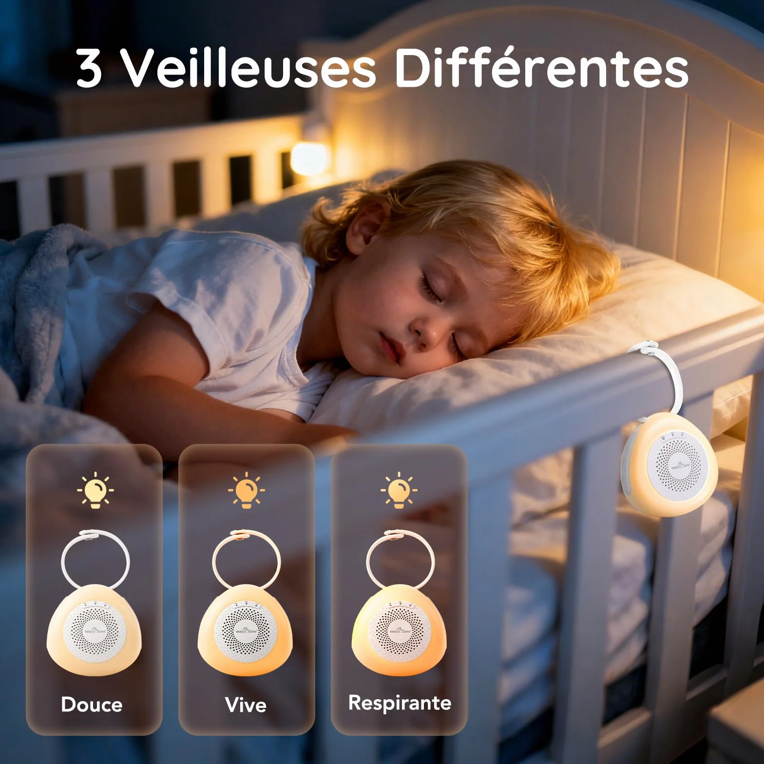 Easy@Home Machine à bruit blanc portable 30 sons relaxants minuterie automatique lumière de nuit
