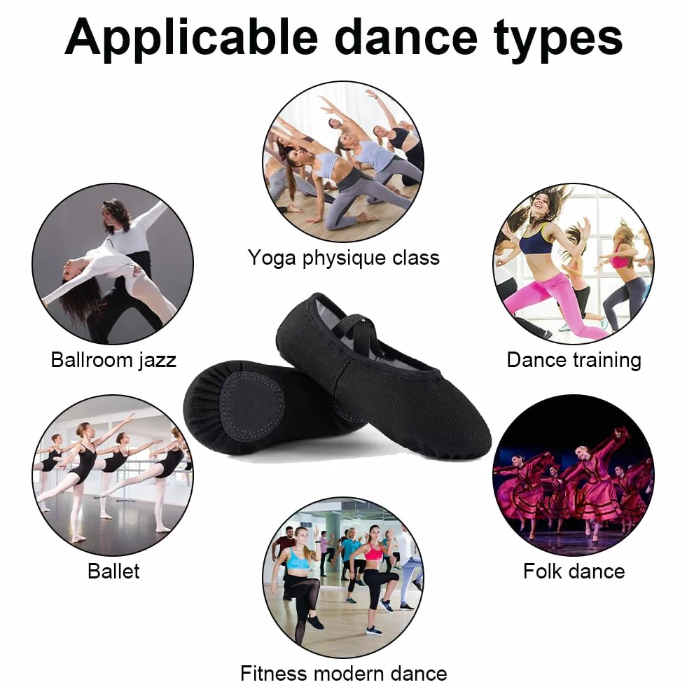flintronic Chaussure de Ballet Danse Toile Gymnastique Yoga Chaussons Ballerine pour Enfants Filles Femmes