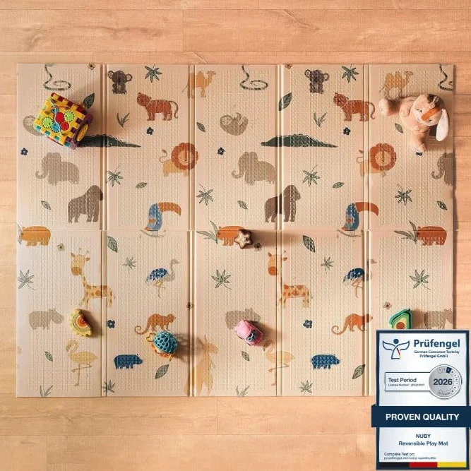 Nuby Tapis d'Éveil Réversible 200x150x1cm Tapis de Jeux Bébé Sécurisé Pliable