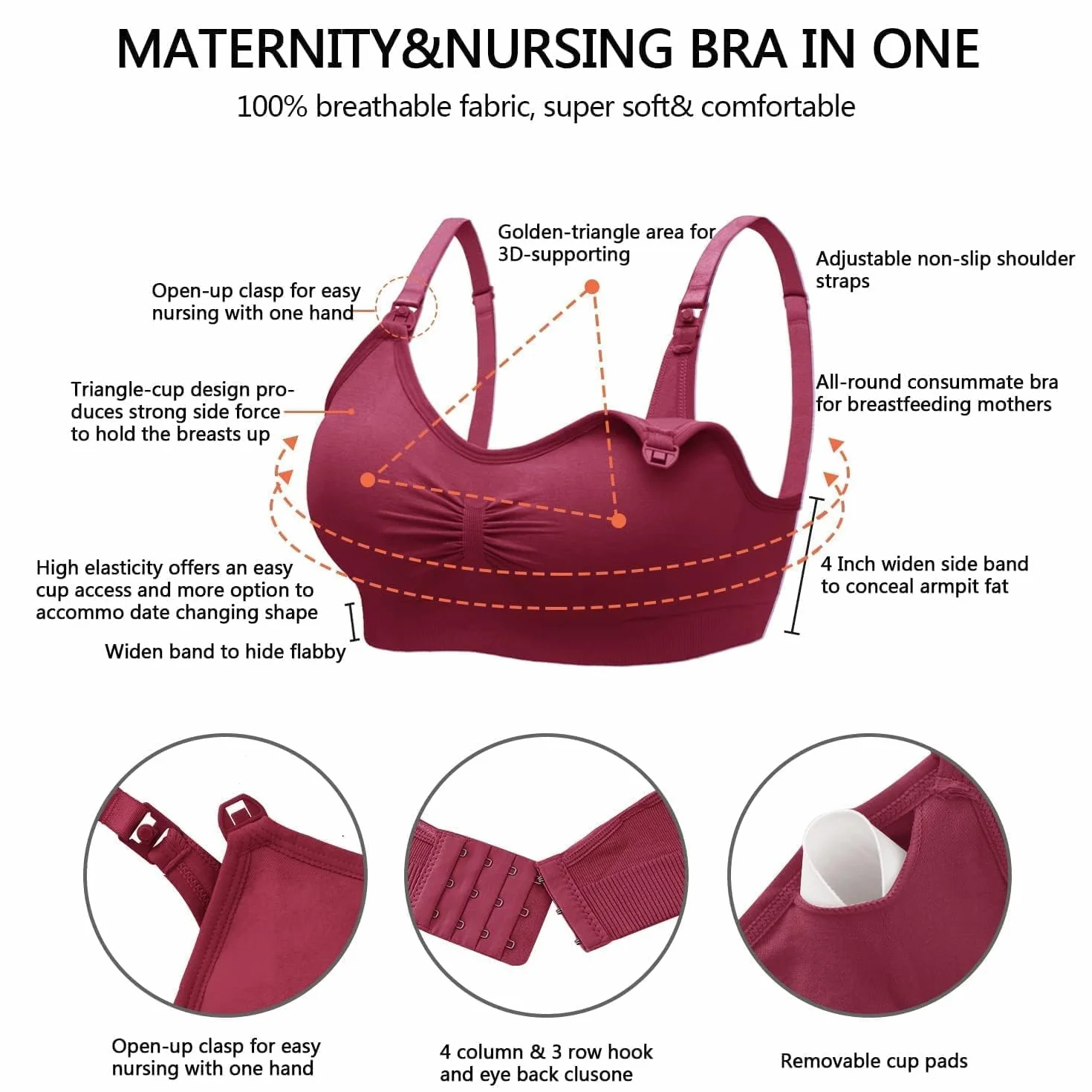 Soutien-Gorge d'allaitement sans Couture 5 Pcs Maternité