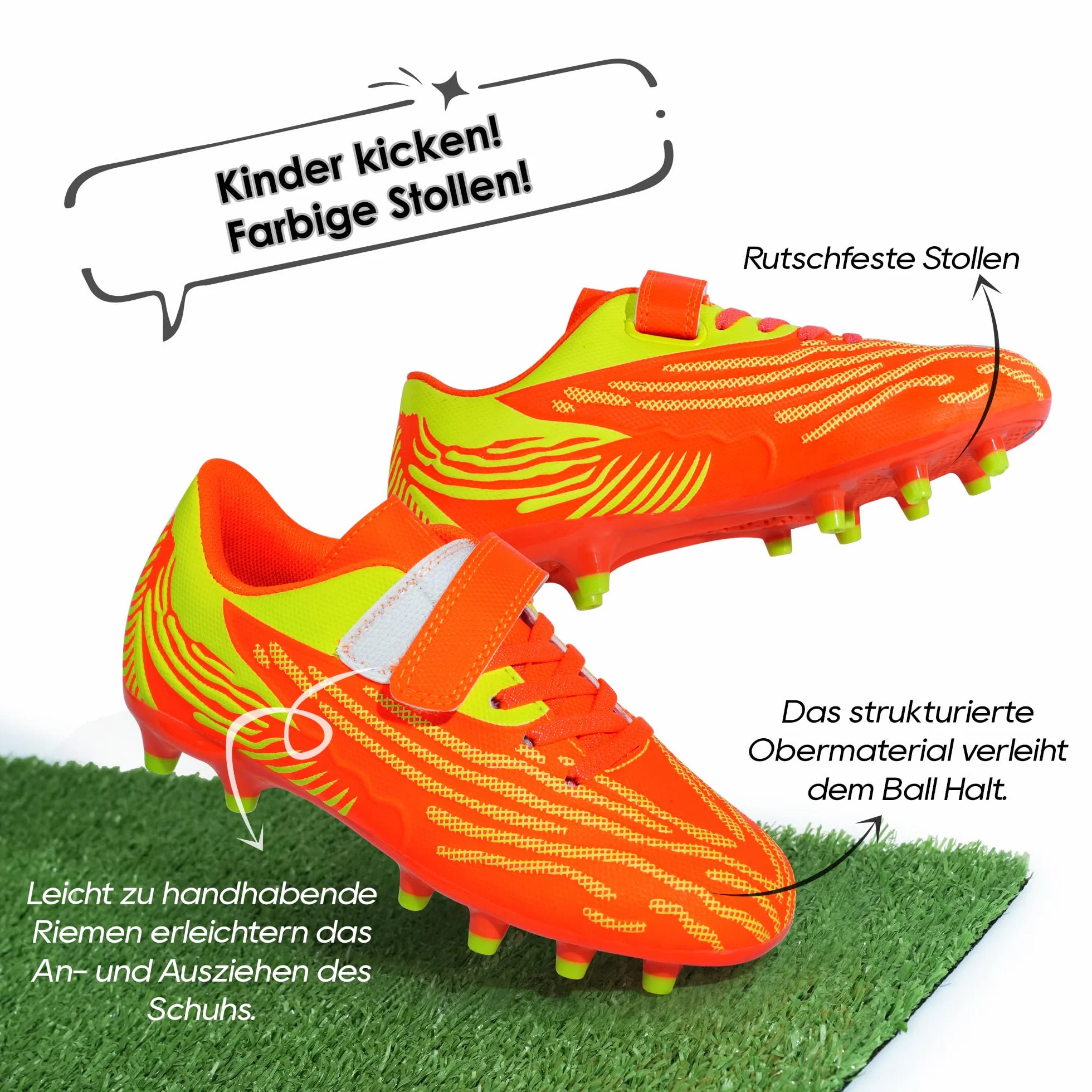 JABASIC Chaussures de Football Enfants Dur Gazon Sport Garçons Filles