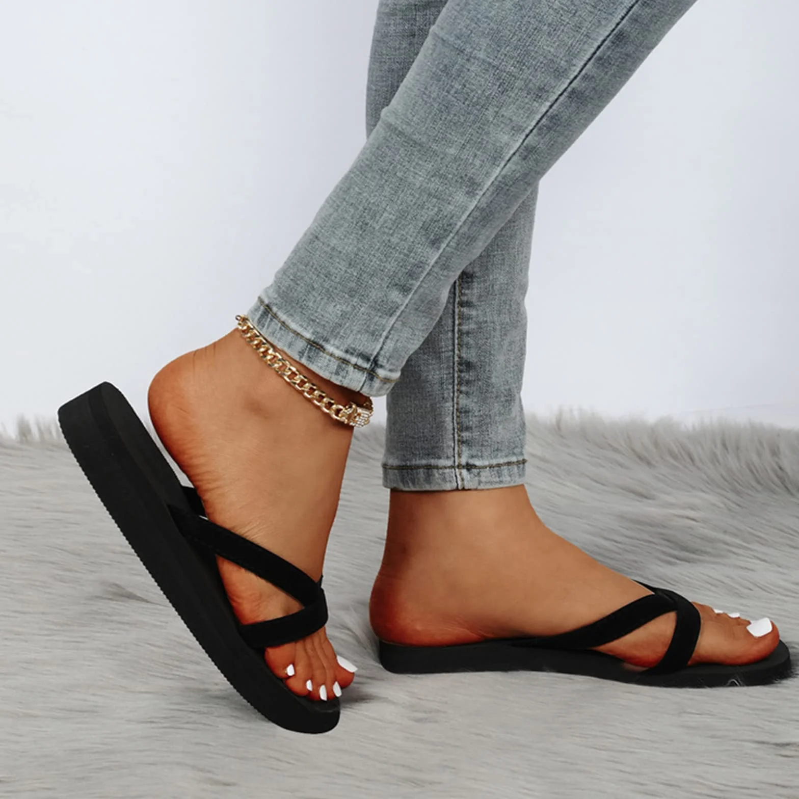 Tongs pour Femmes d'été Confortables à Bout Ouvert Pantoufles de Plage