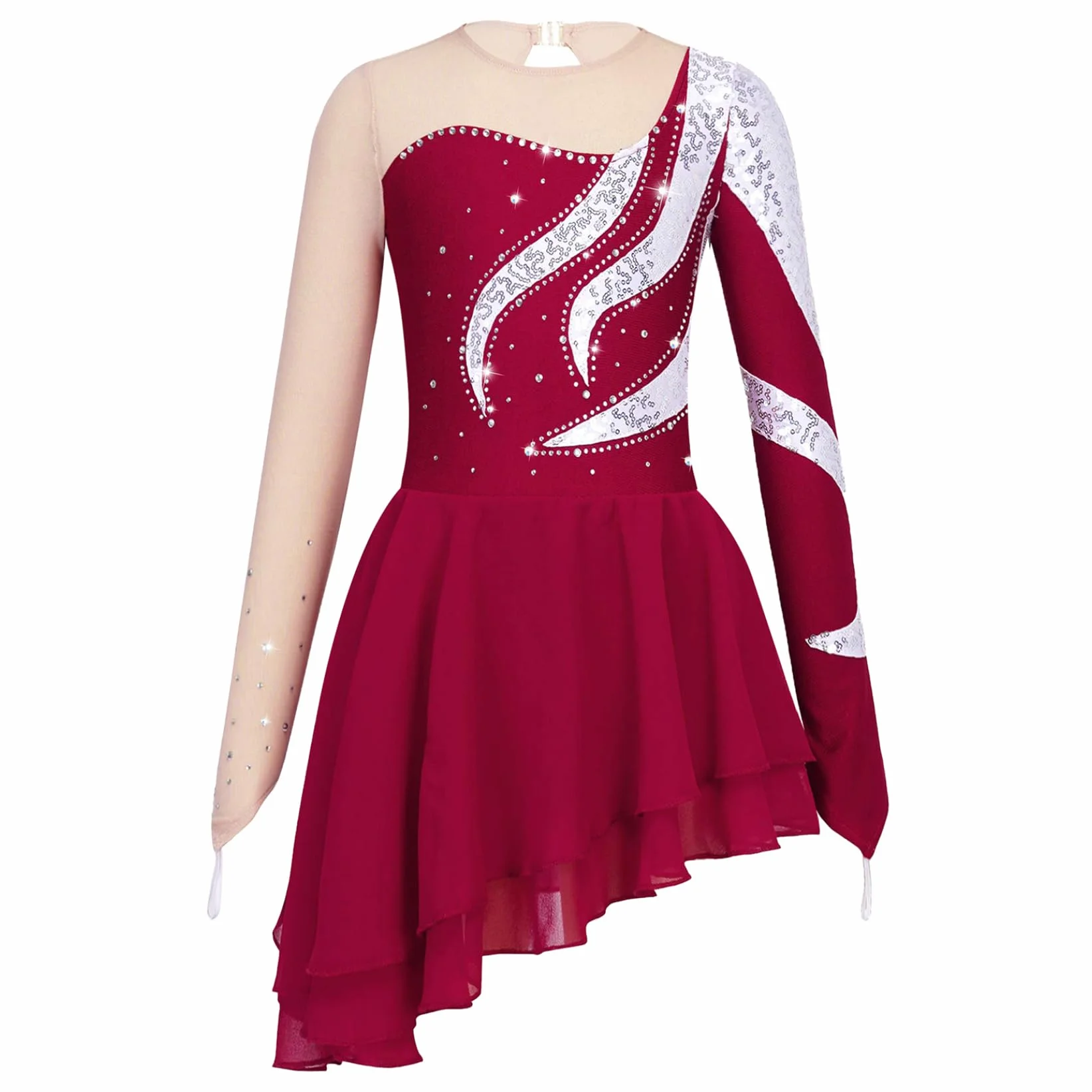 Justaucorps Robe Patinage Artistique Fille Enfant Gymnastique Ballet Danse Compétition