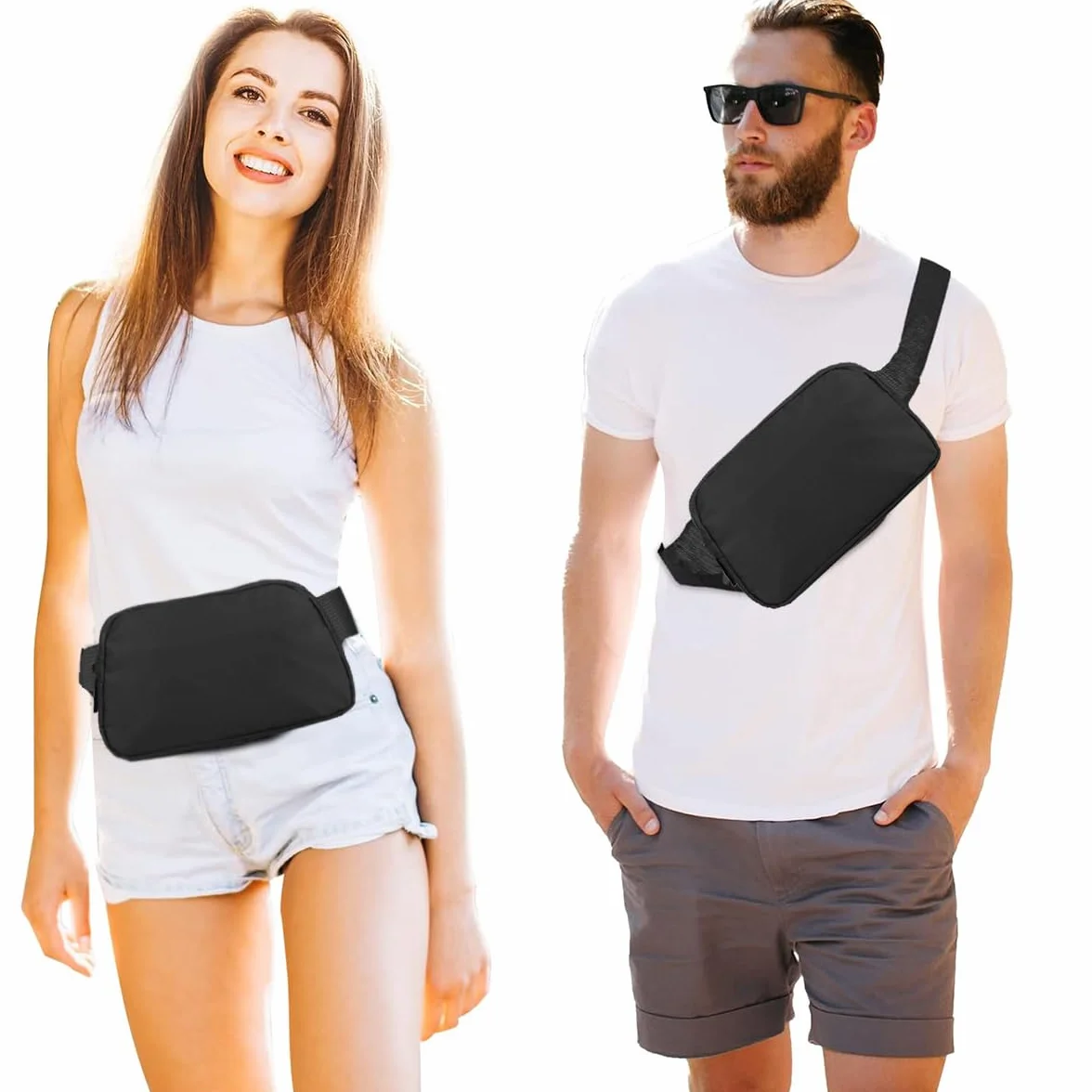 Sac Banane Homme Femme Unisexe Randonnée Ceinture Bandoulière Multifonctionnel Outdoor Waist Pack Fanny Pack Noir