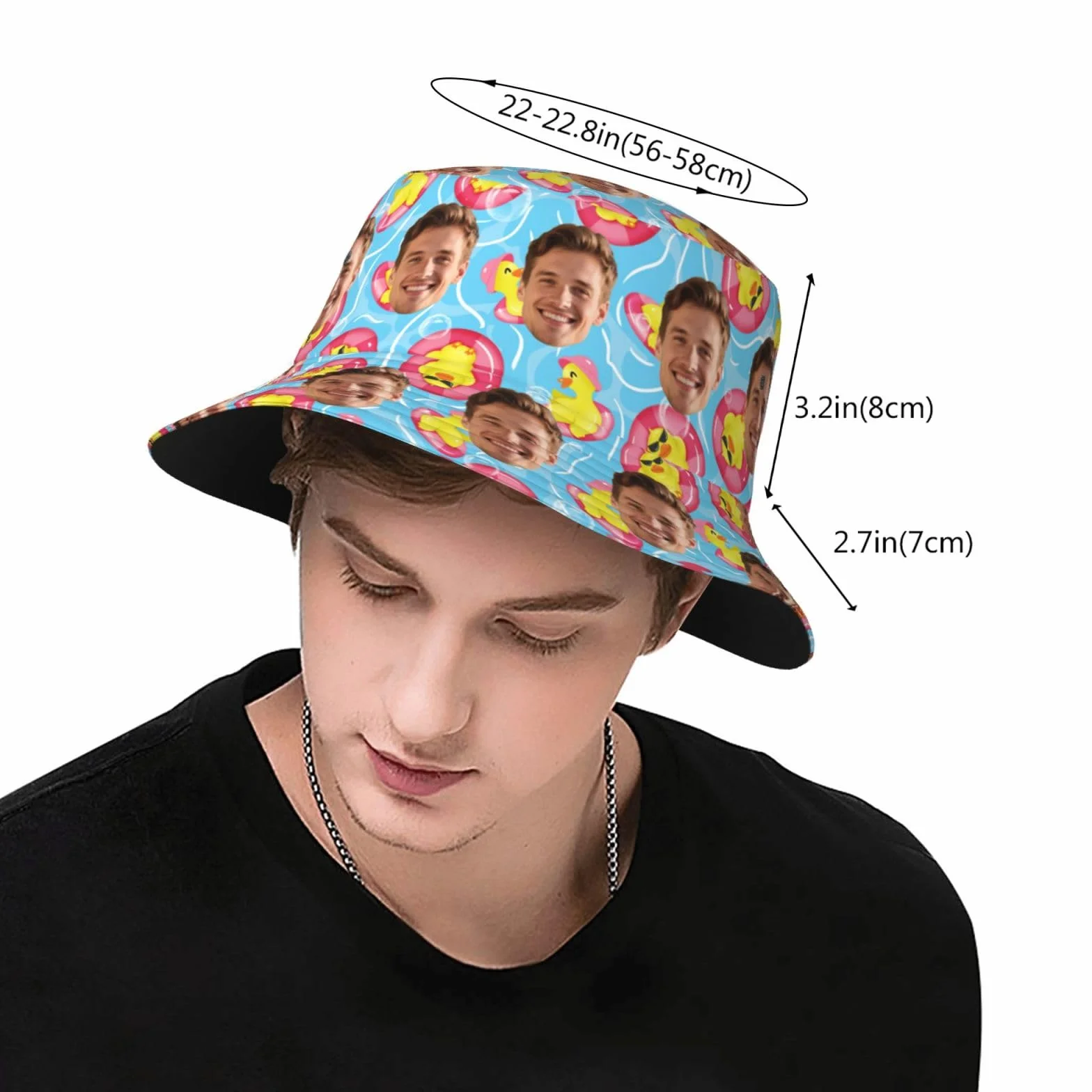 Chapeau Bob Personnalisé Visage Photo pour Femme Été Plage Voyage