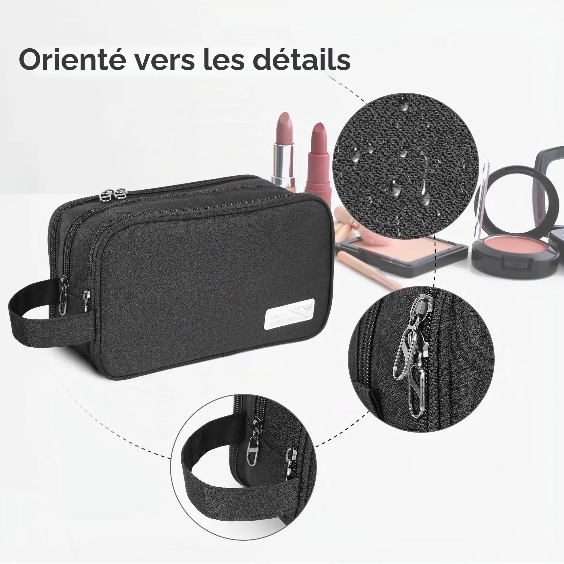 Trousse de Toilette Imperméable Multifonction Grand Sac Cosmétique Voyage Organisateur Rose