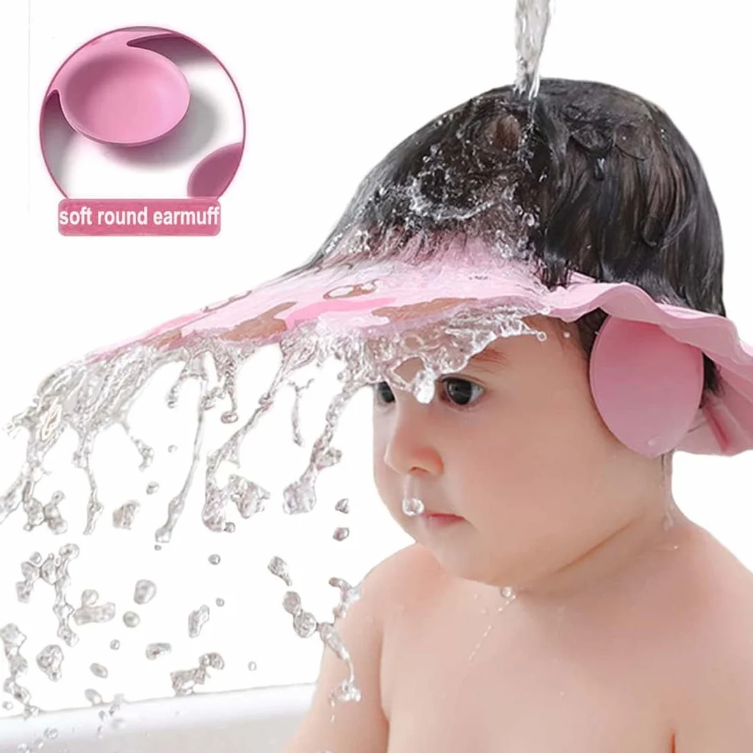 Bonnet de Douche Bébé Réglable avec Visière, Protège Yeux et Oreilles, Chapeau de Bain pour Enfants