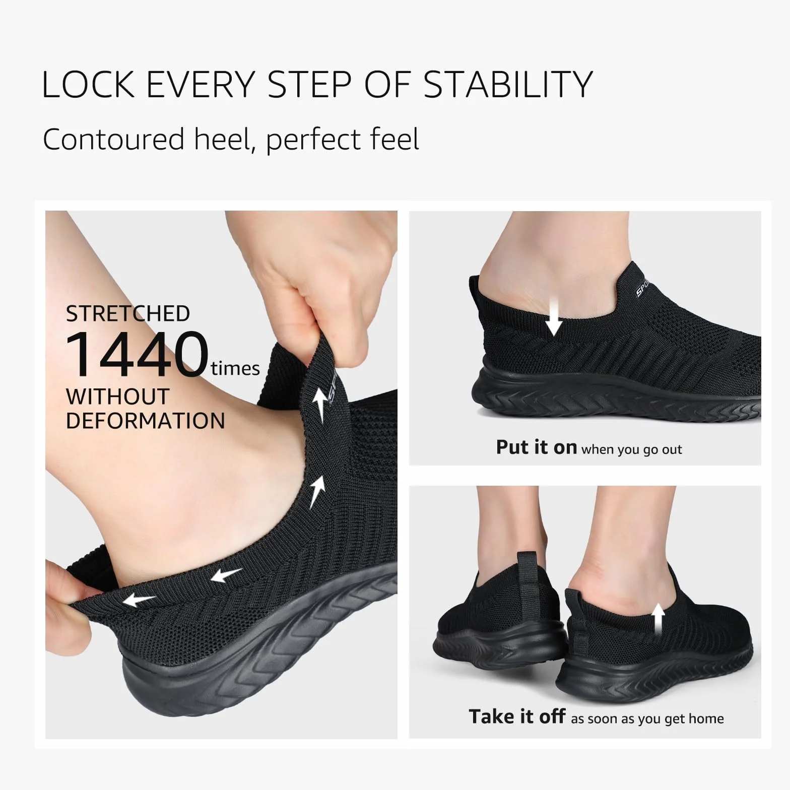 STQ Basket Femme Chaussures de Sport Slip on Légères Respirantes Confortables Running Fitness Gym