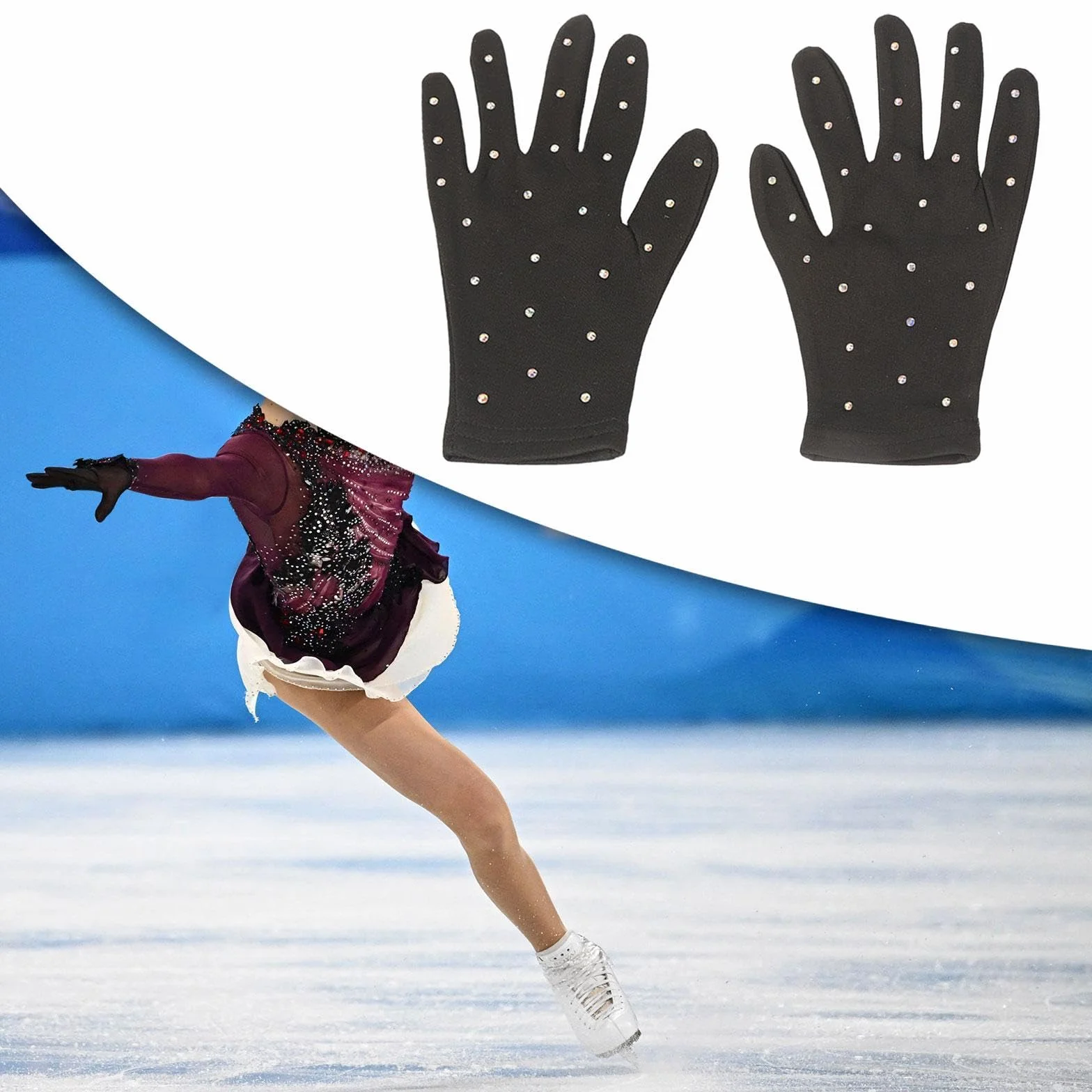 Gants de Patinage Artistique Thermiques avec Strass pour Adultes Enfants