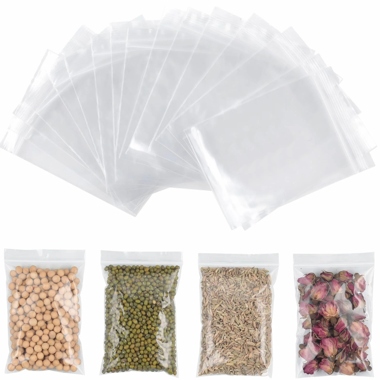 Sachet Plastique Transparent 8 x 12 cm, Lot de 100 Sachets Zip Refermables