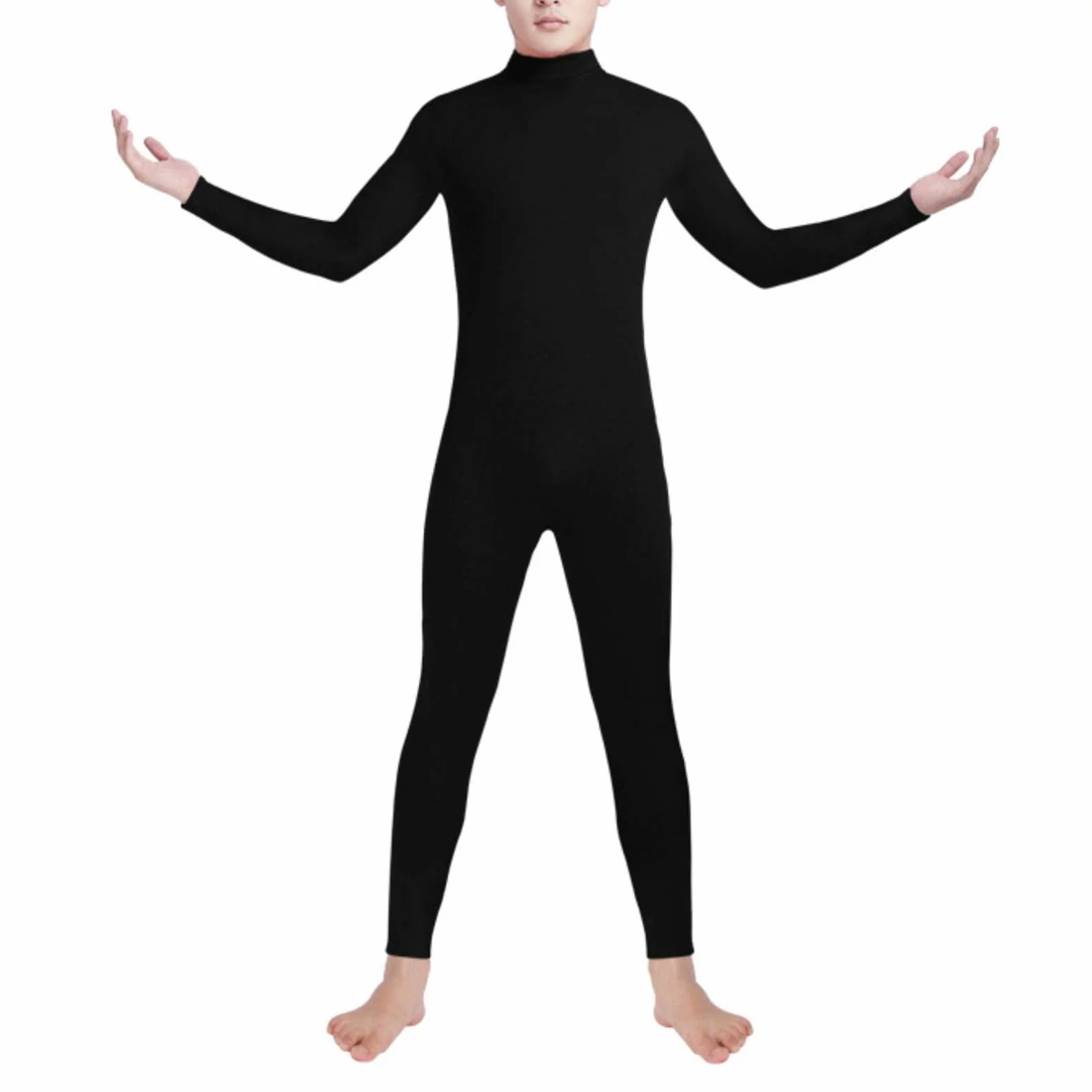 Combinaison intégrale Zentai en élasthanne pour homme à col roulé manches longues sans pieds
