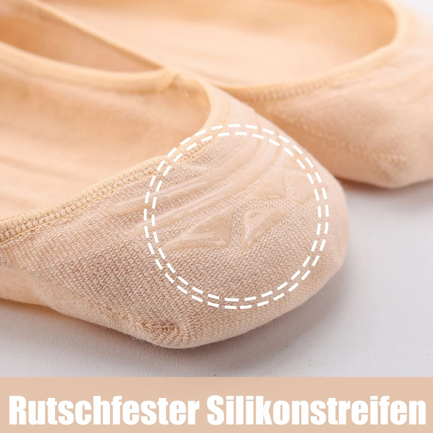Chaussettes Femme Invisible en Coton avec Bandes Antidérapantes - Socquettes Respirantes
