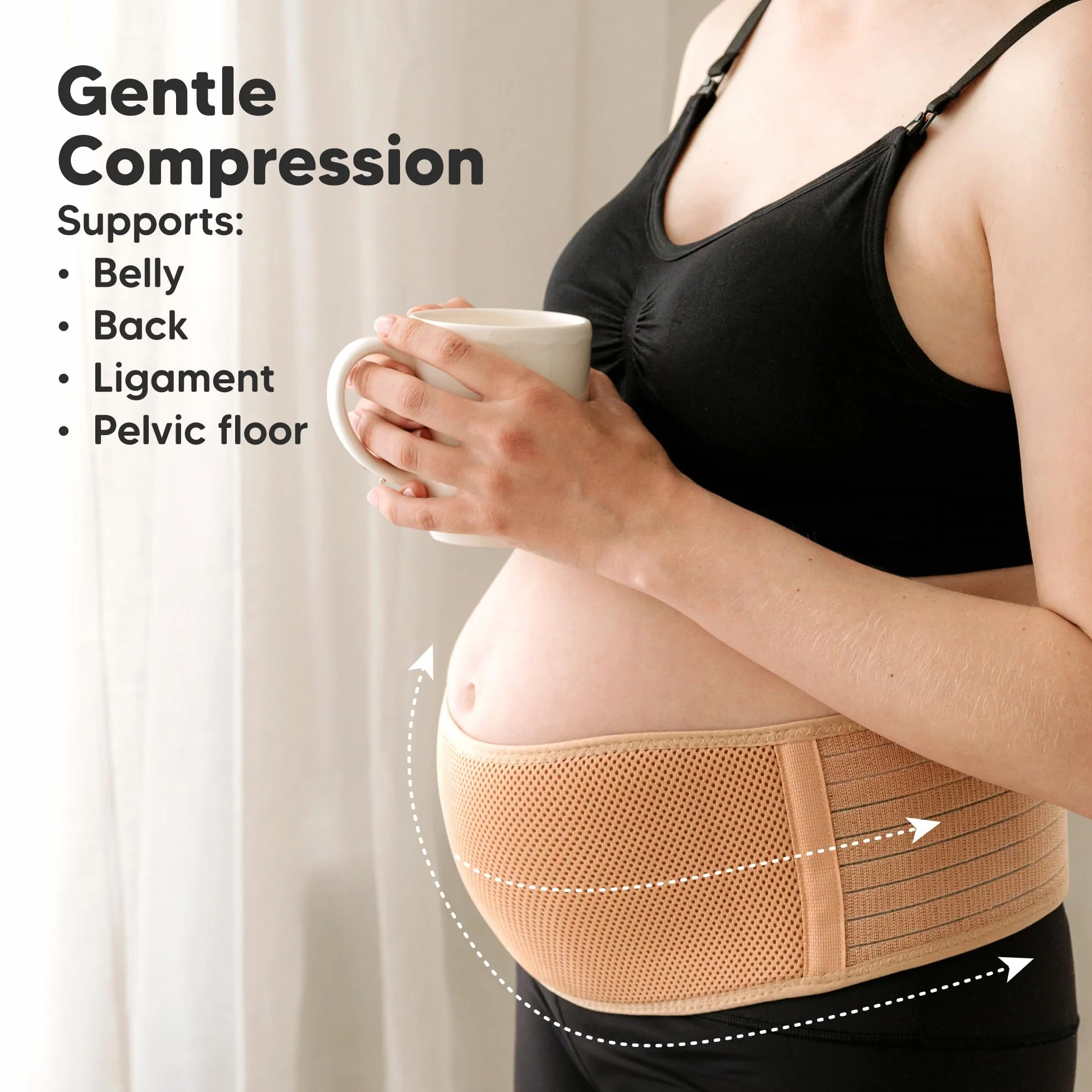 KeaBabies Bande De Ventre De Maternité Grossesse Ceinture Maintien Ventre Douce Respirante Soutien Pelvien Classic Ivory M/L