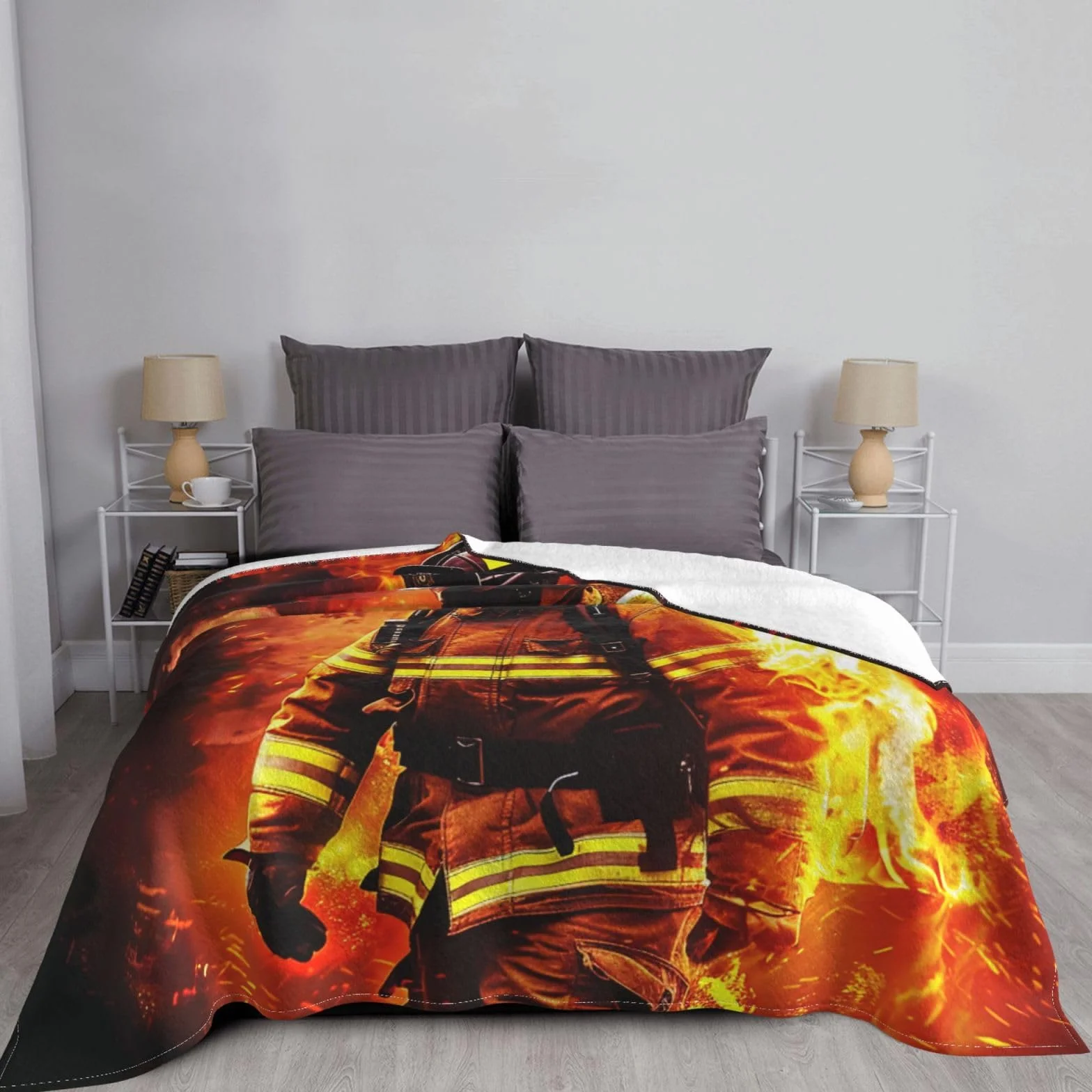 Couverture en flanelle pompier 150 x 200 cm pour canapé lit voiture