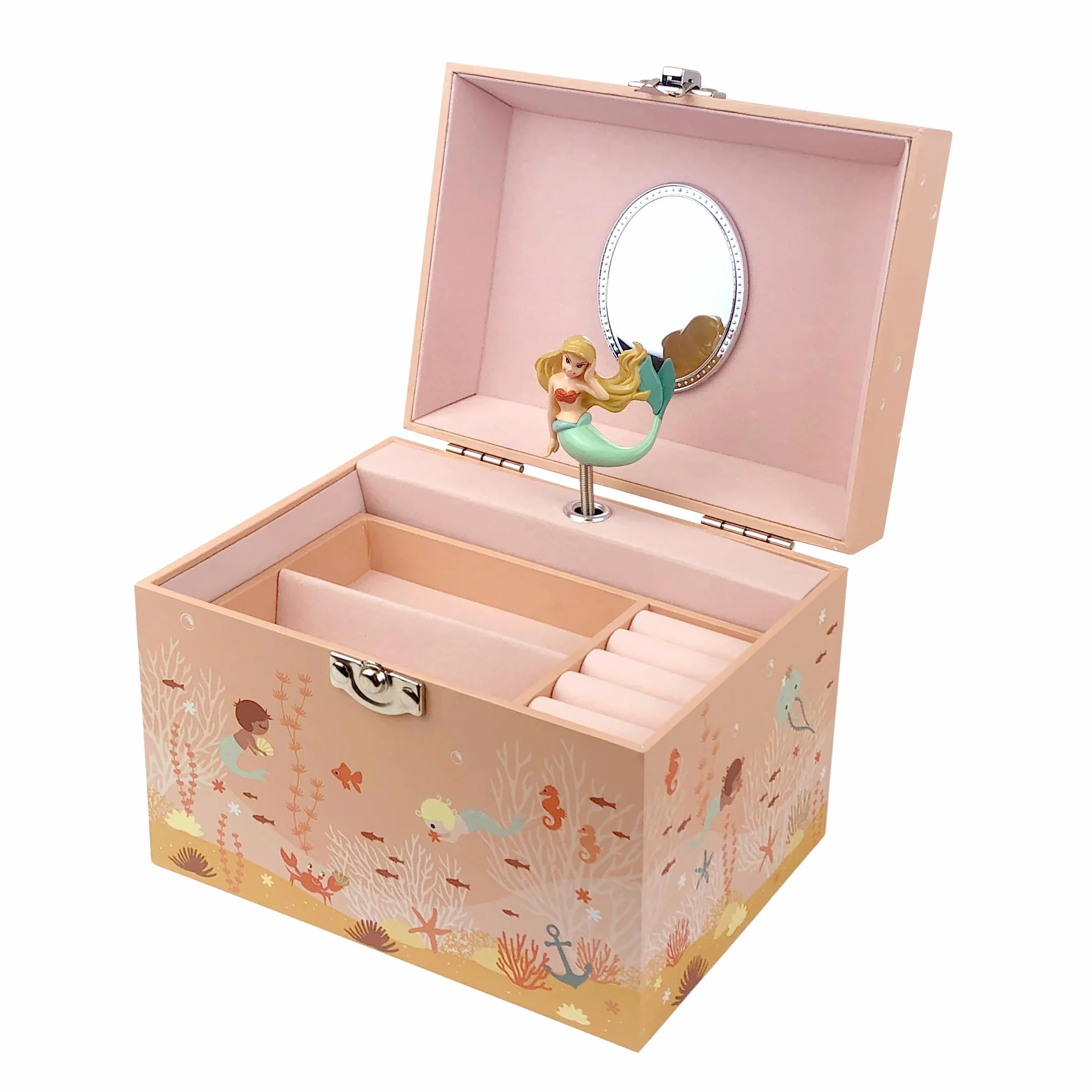 TROUSSELIER Grande Boite à Bijoux Musicale Sirène Vanity Case Enfant Coffret Musical Bijoux Brille dans la nuit