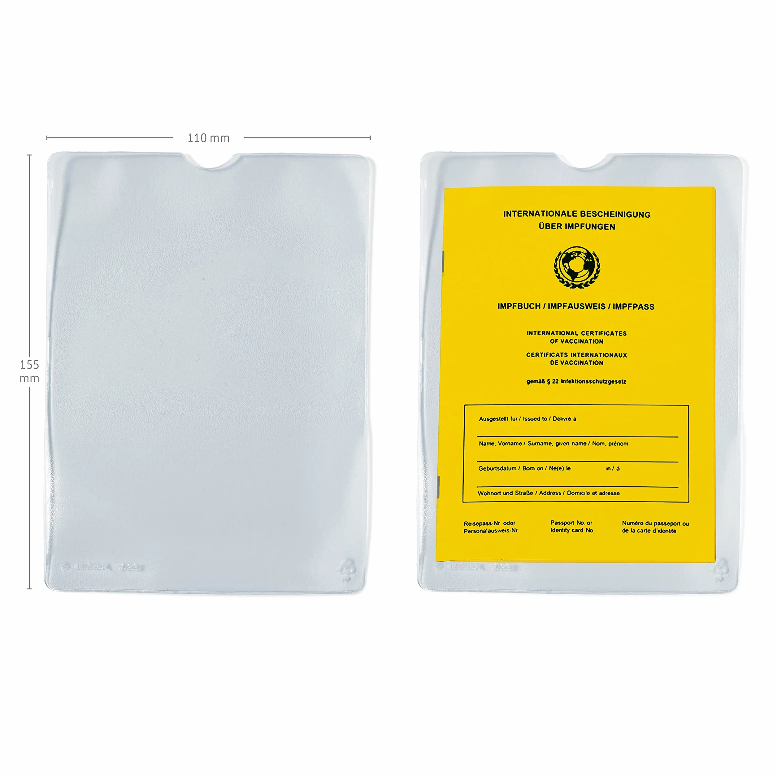 HERMA 1332 Lot de 10 pochettes transparentes pour carte de vaccination A6 plastique