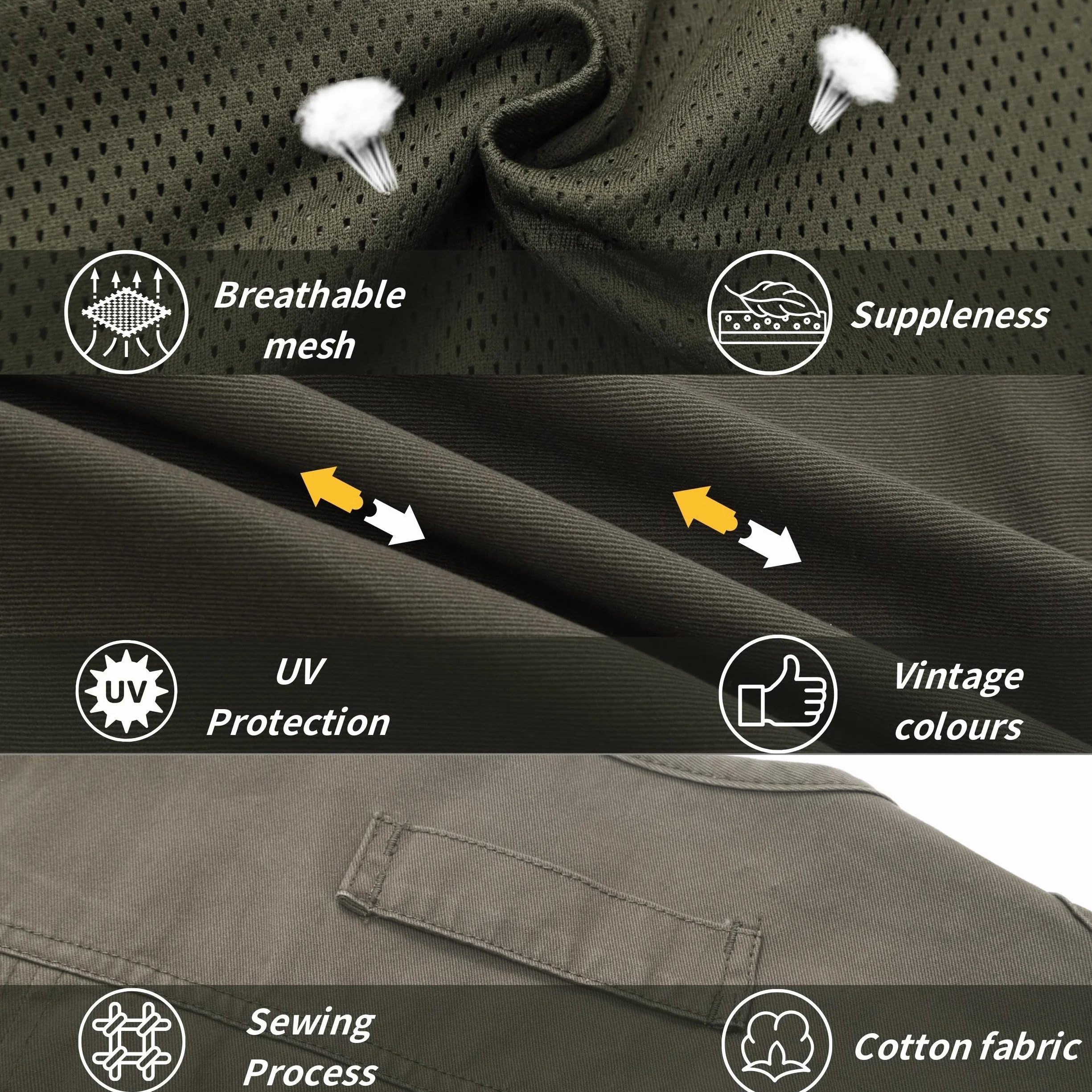 Gilet de Pêche Homme Multi-Poches Léger Respirant Séchage Rapide Plein Air Photographie Camping