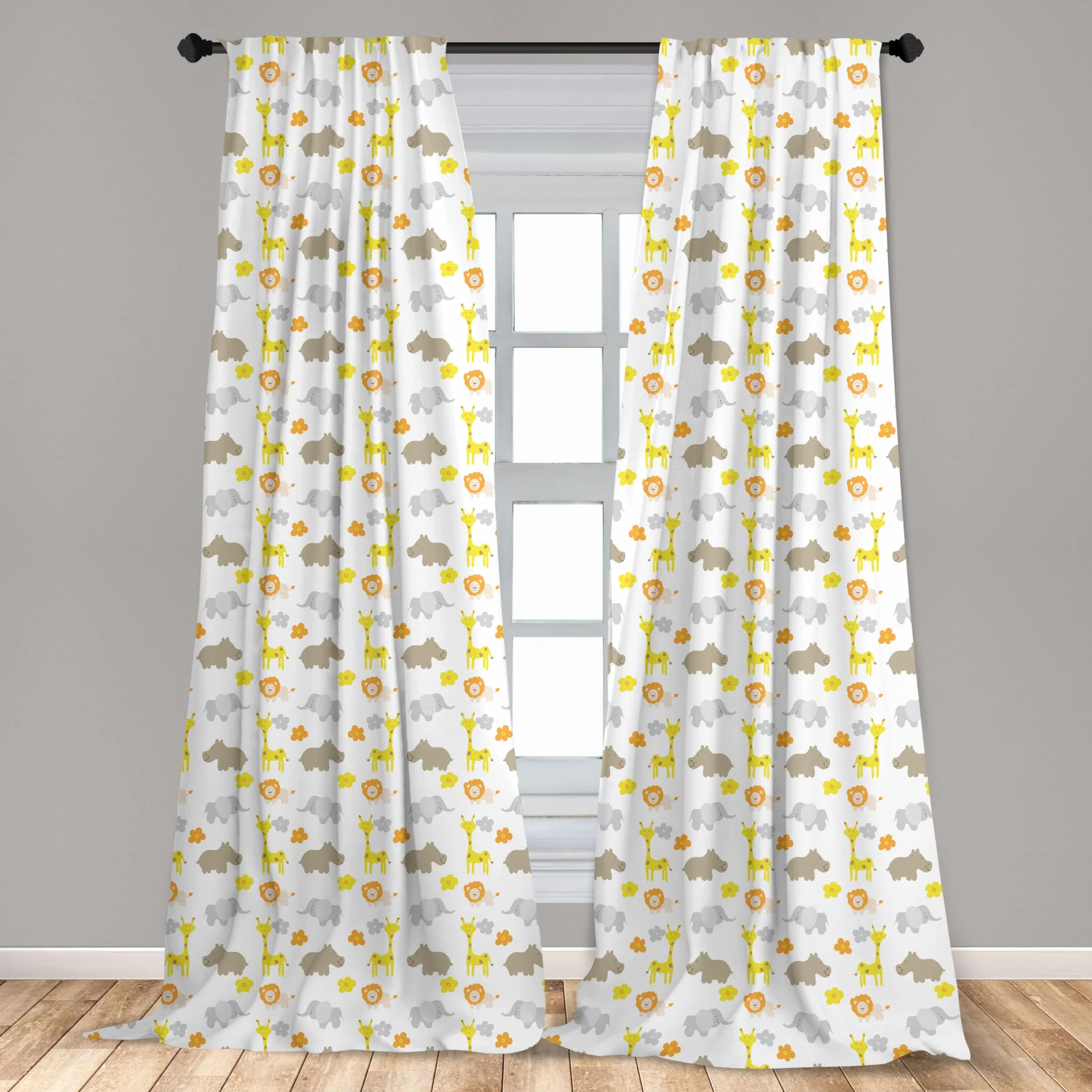 ABAKUHAUS Garderie Ensemble de 2 Panneaux de Rideaux Animaux Jungle bébé 150 cm x 225 cm Multicolore