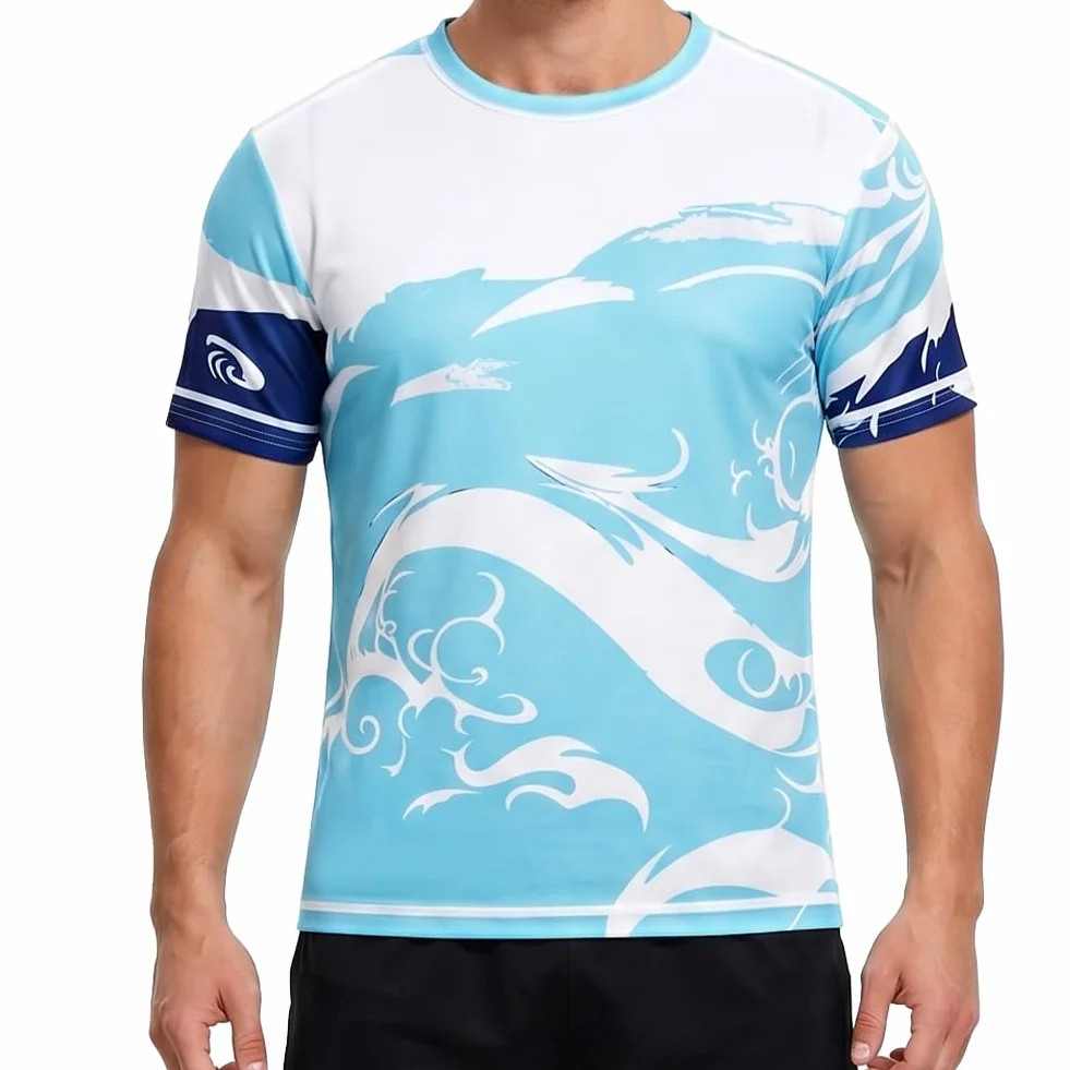 Maillot de Bain Homme UPF 50+ Anti-UV T-Shirt Rashguard Séchage Rapide Léger Surf Pêche Plongée L-2XL