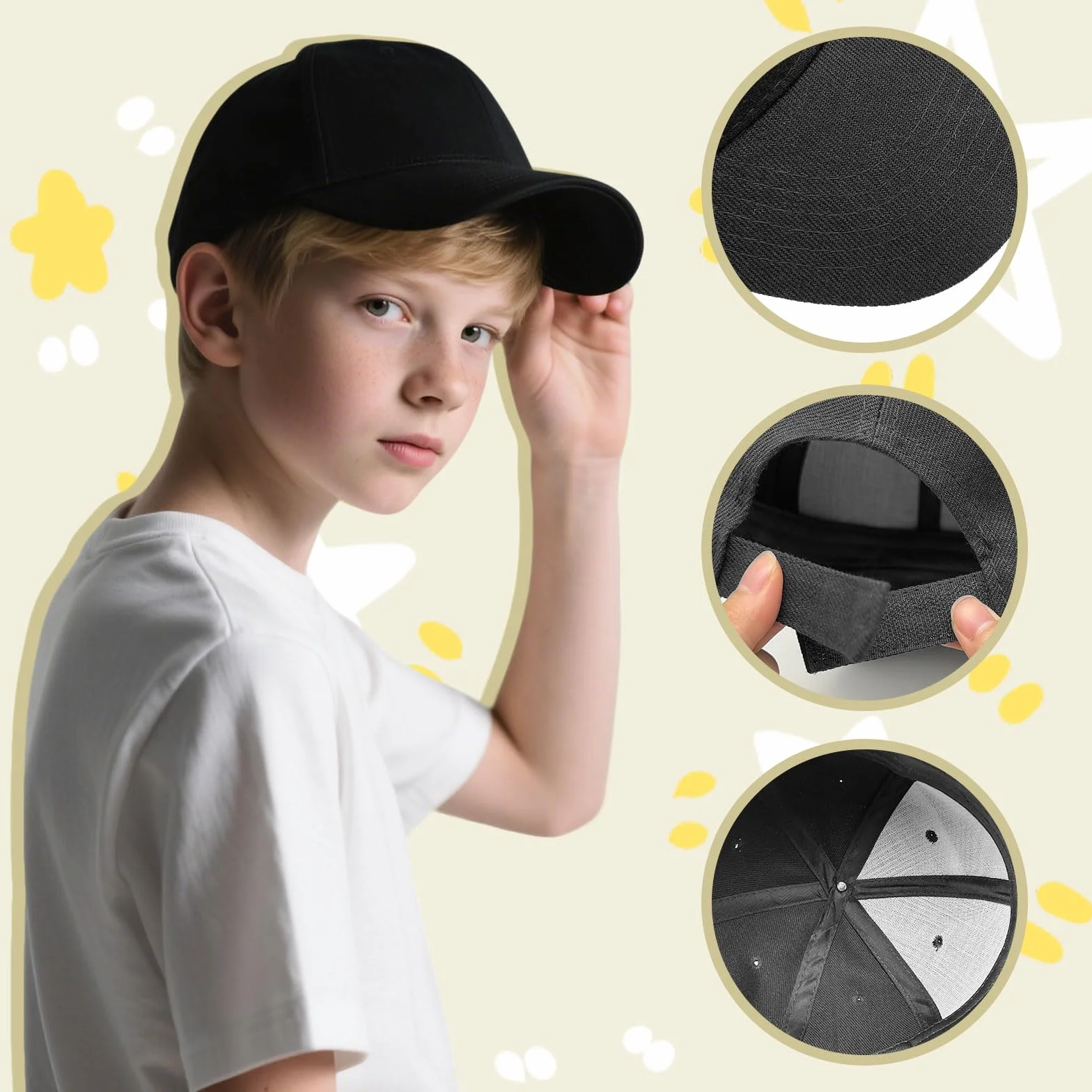 Lot de 2 casquettes de baseball pour enfants garçons et filles réglables protection UV noir bleu marine